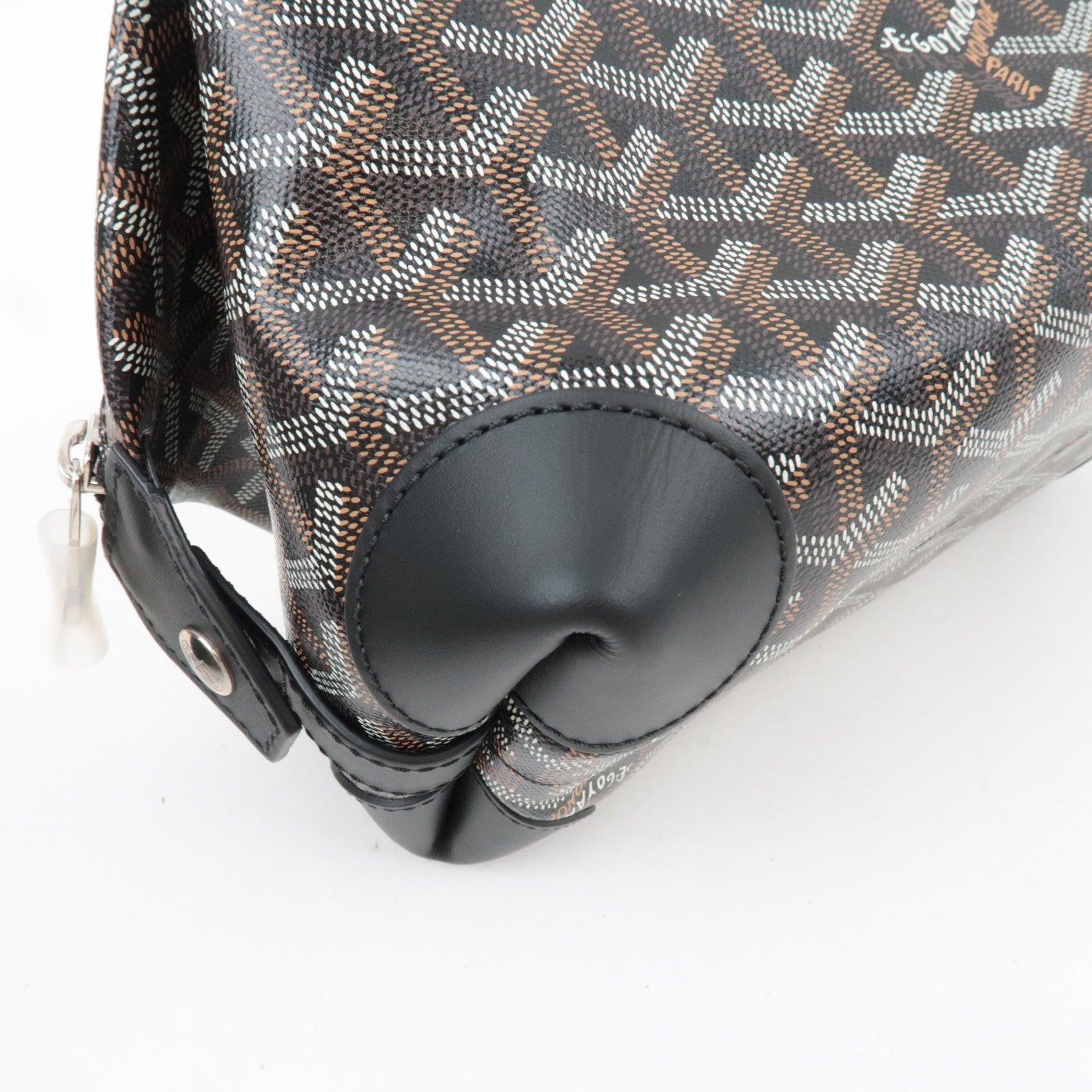 GOYARD Herringbone Bowling 25 Toiletry Bag PVC Leather Black *Dust bag