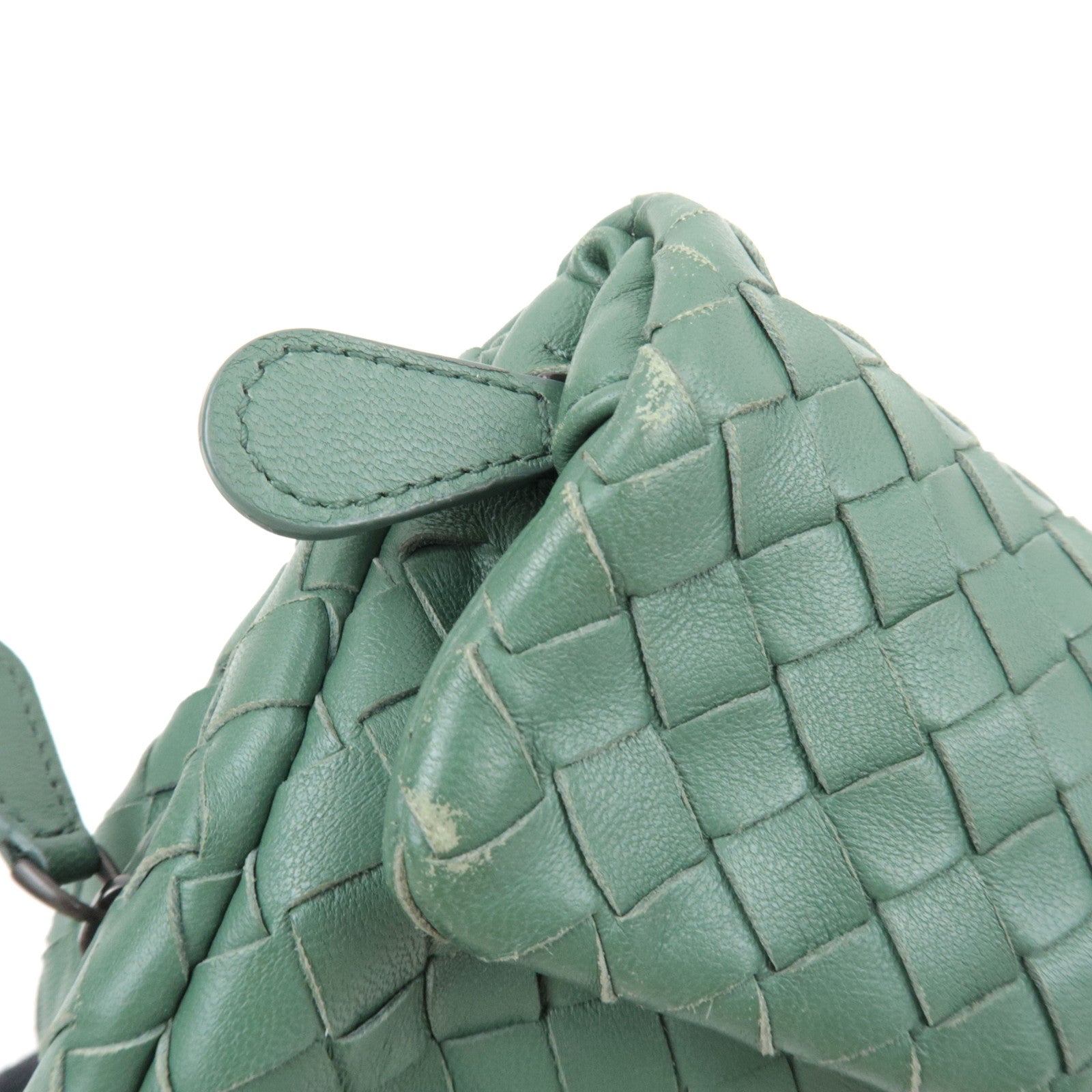 BOTTEGA VENETA Intrecciato Chain Shoulder Pouch Bag Leather Green *Chain strap