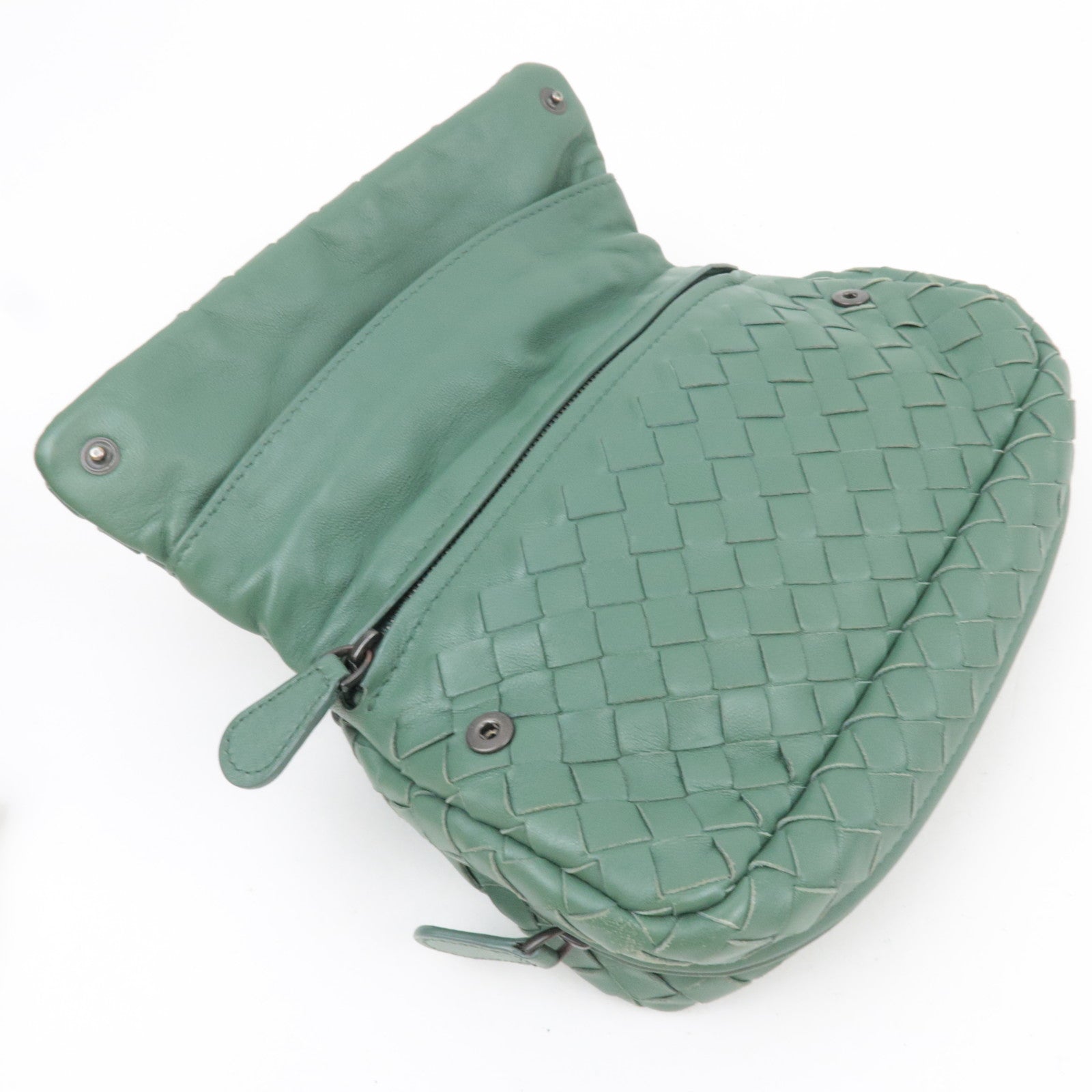 BOTTEGA VENETA Intrecciato Chain Shoulder Pouch Bag Leather Green *Chain strap