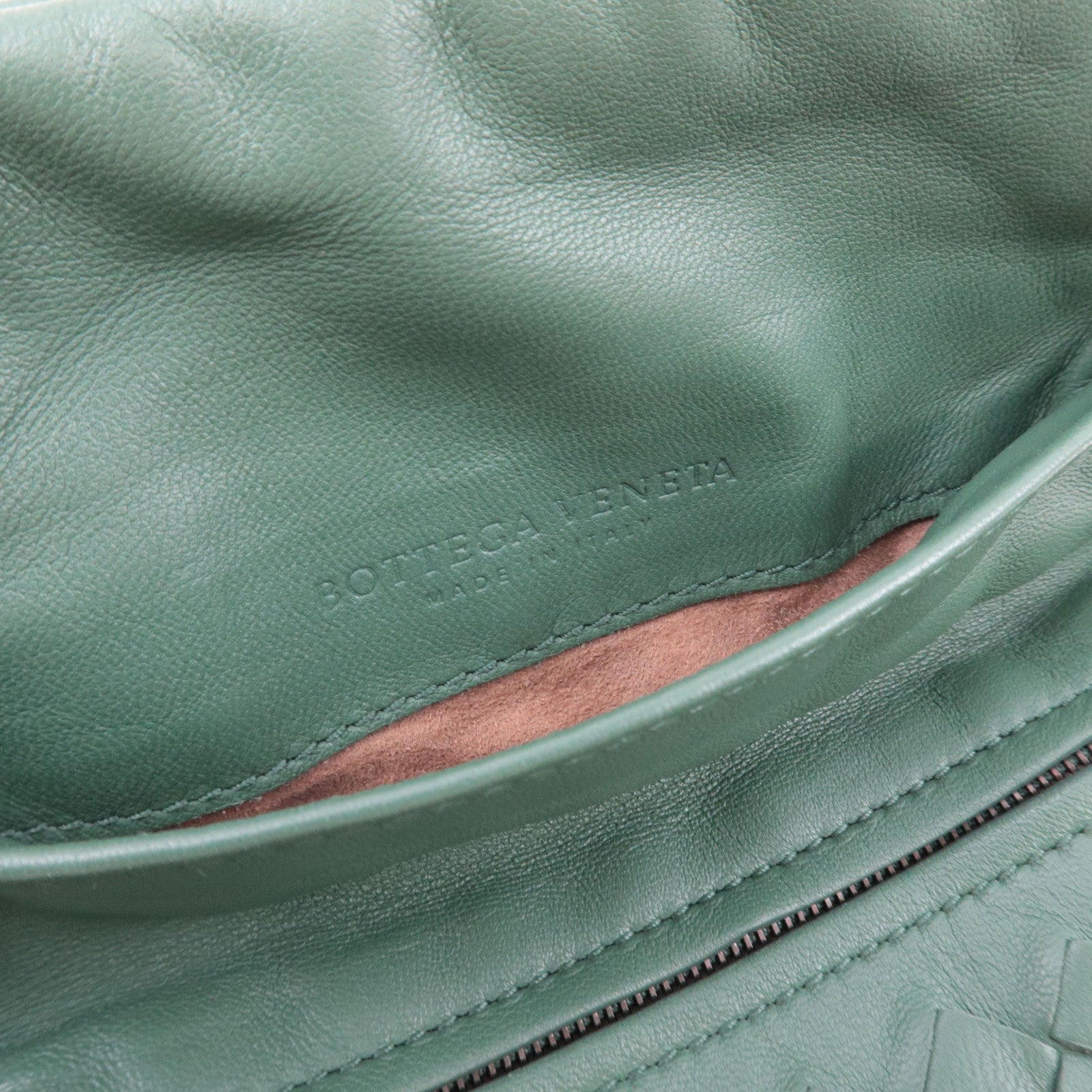 BOTTEGA VENETA Intrecciato Chain Shoulder Pouch Bag Leather Green *Chain strap