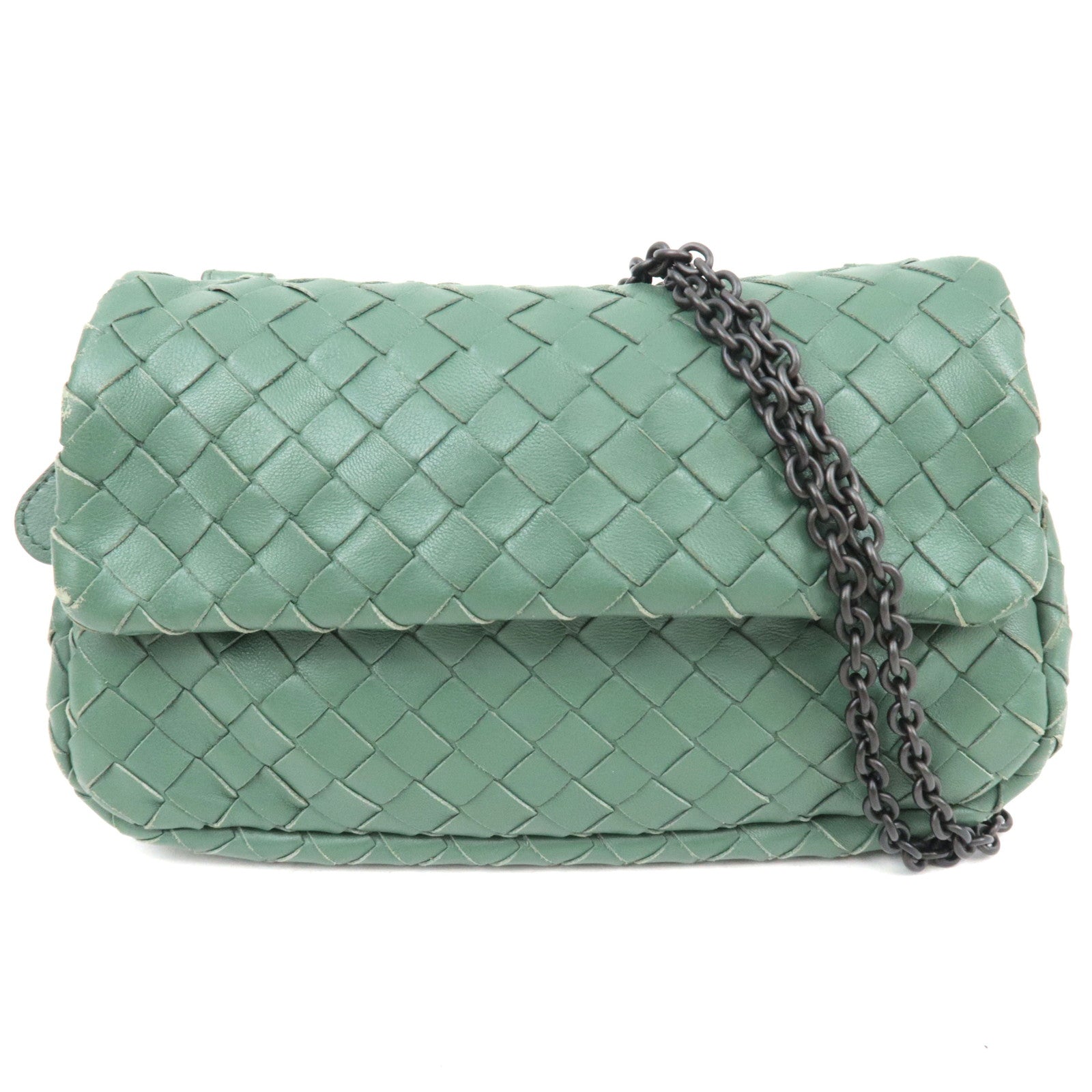 BOTTEGA VENETA Intrecciato Chain Shoulder Pouch Bag Leather Green *Chain strap82523