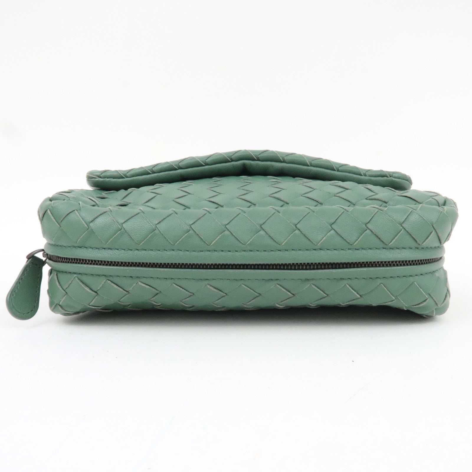 BOTTEGA VENETA Intrecciato Chain Shoulder Pouch Bag Leather Green *Chain strap