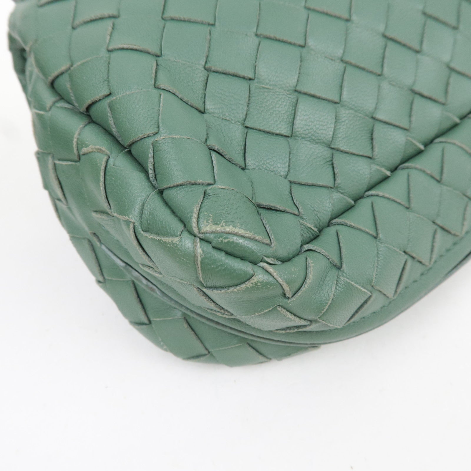 BOTTEGA VENETA Intrecciato Chain Shoulder Pouch Bag Leather Green *Chain strap