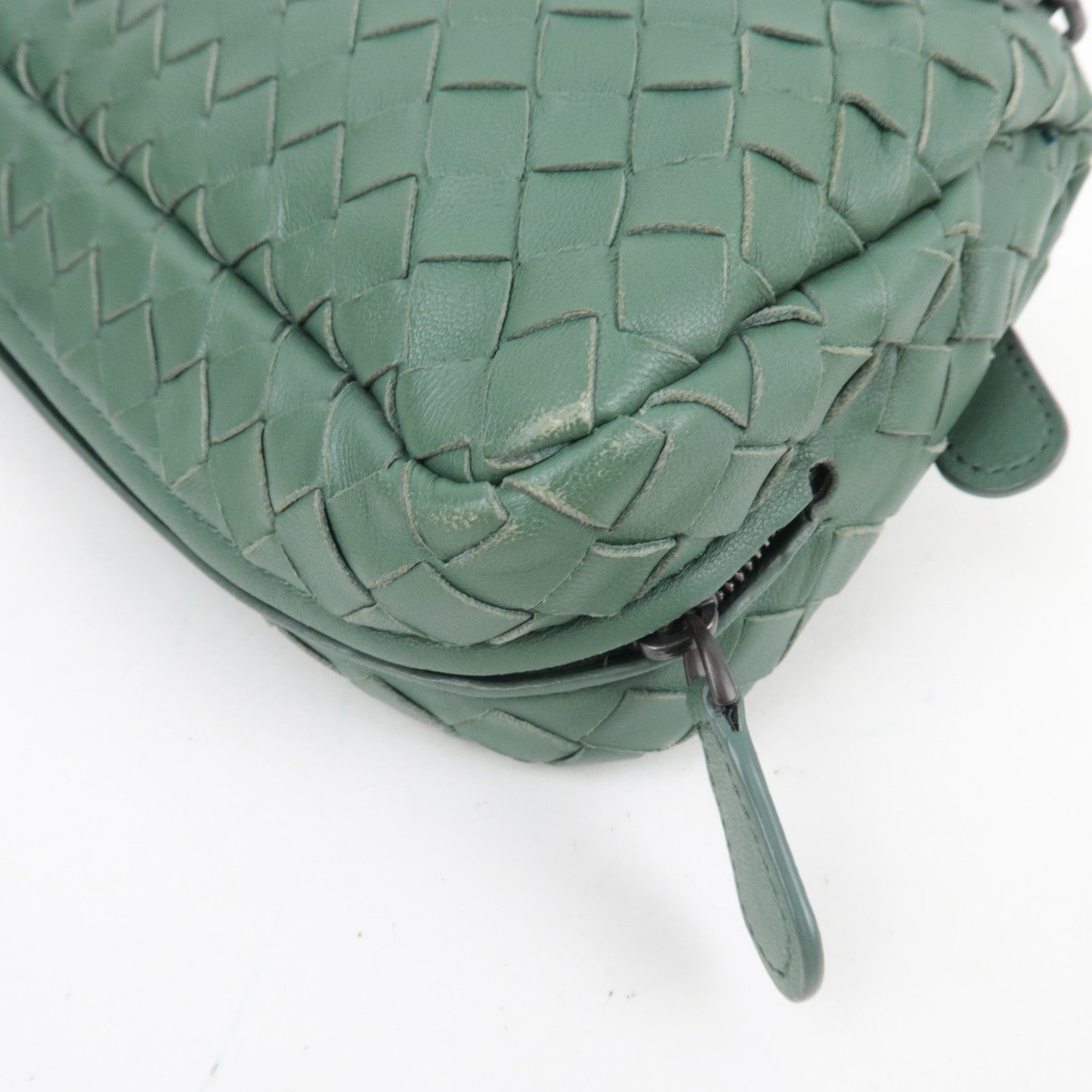 BOTTEGA VENETA Intrecciato Chain Shoulder Pouch Bag Leather Green *Chain strap