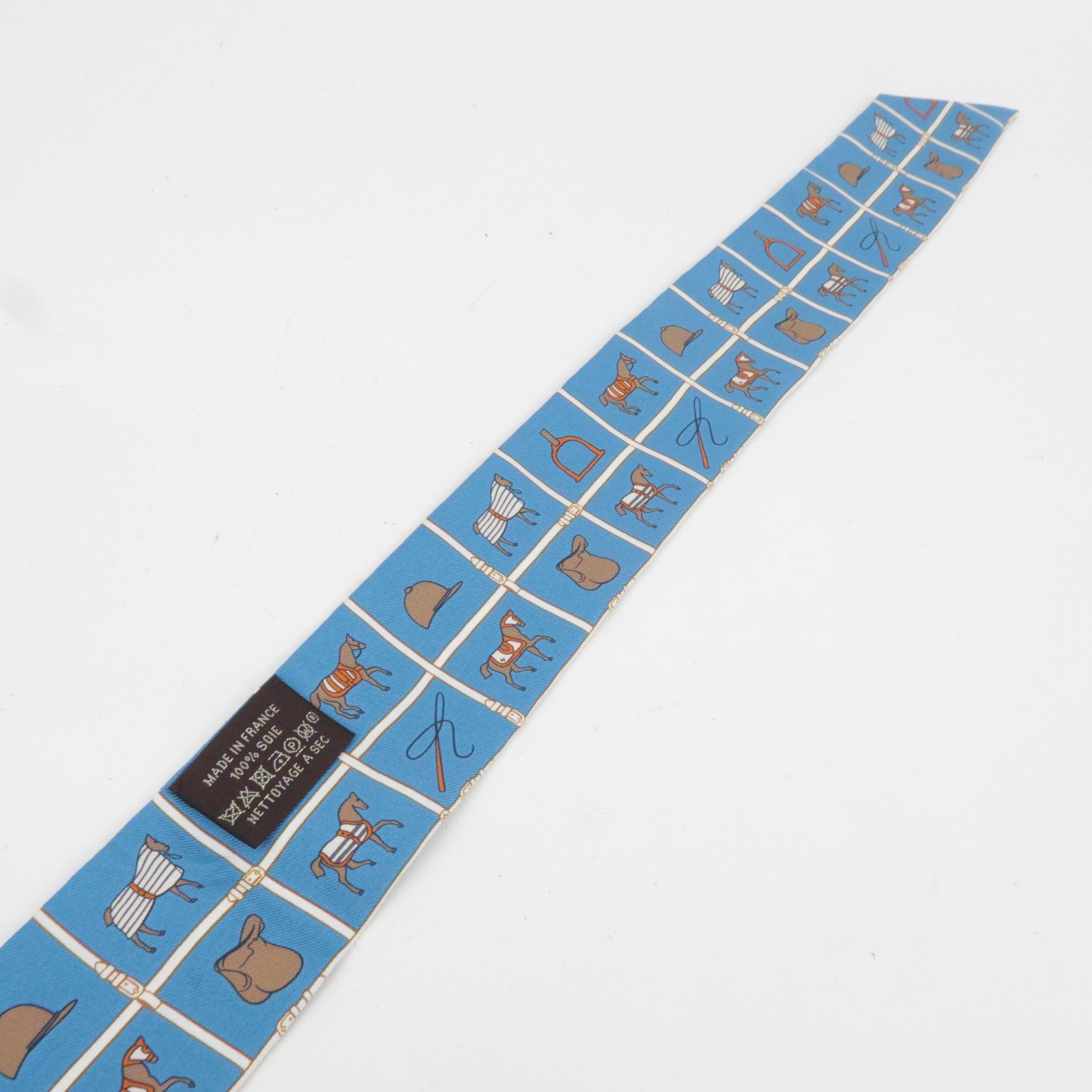 HERMES Twilly Scarf Couvertures et Tenues de Jour HERMES Silk 100% Blue *Box