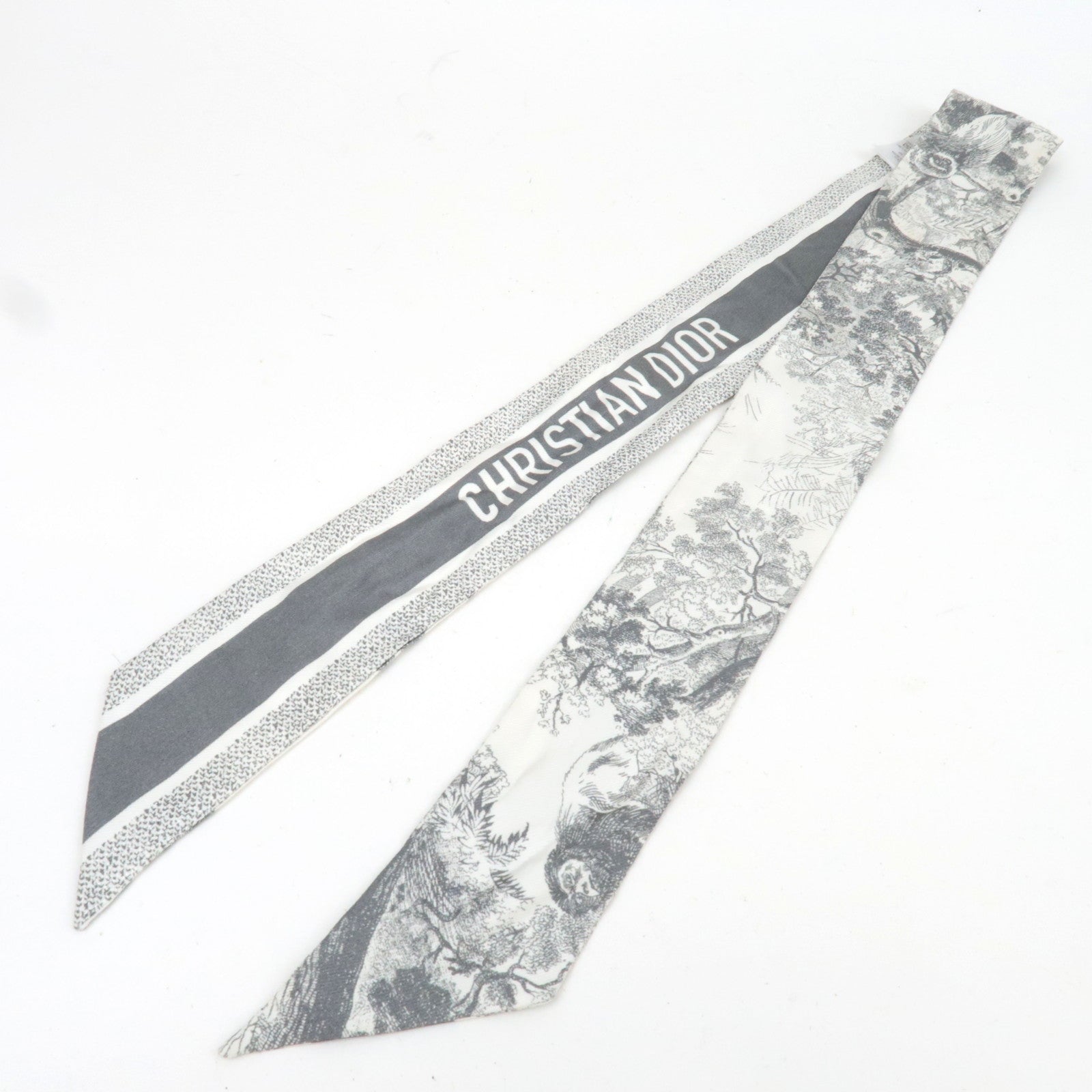 Christian Dior Mitza Twilly Scarf Animal Print Silk 100% White *Box