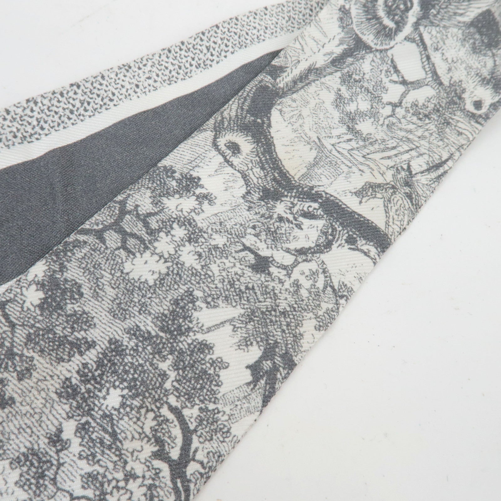 Christian Dior Mitza Twilly Scarf Animal Print Silk 100% White *Box