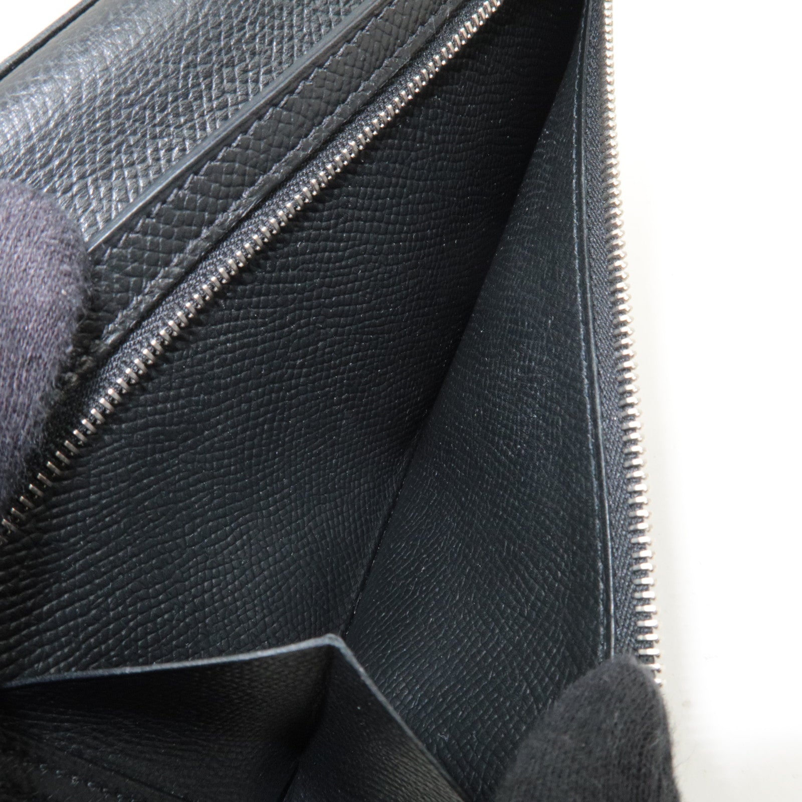 HERMES Bearn Soufflet Long Wallet □K Stamp (2007) Veau Epsom Black Silver HDW *Box