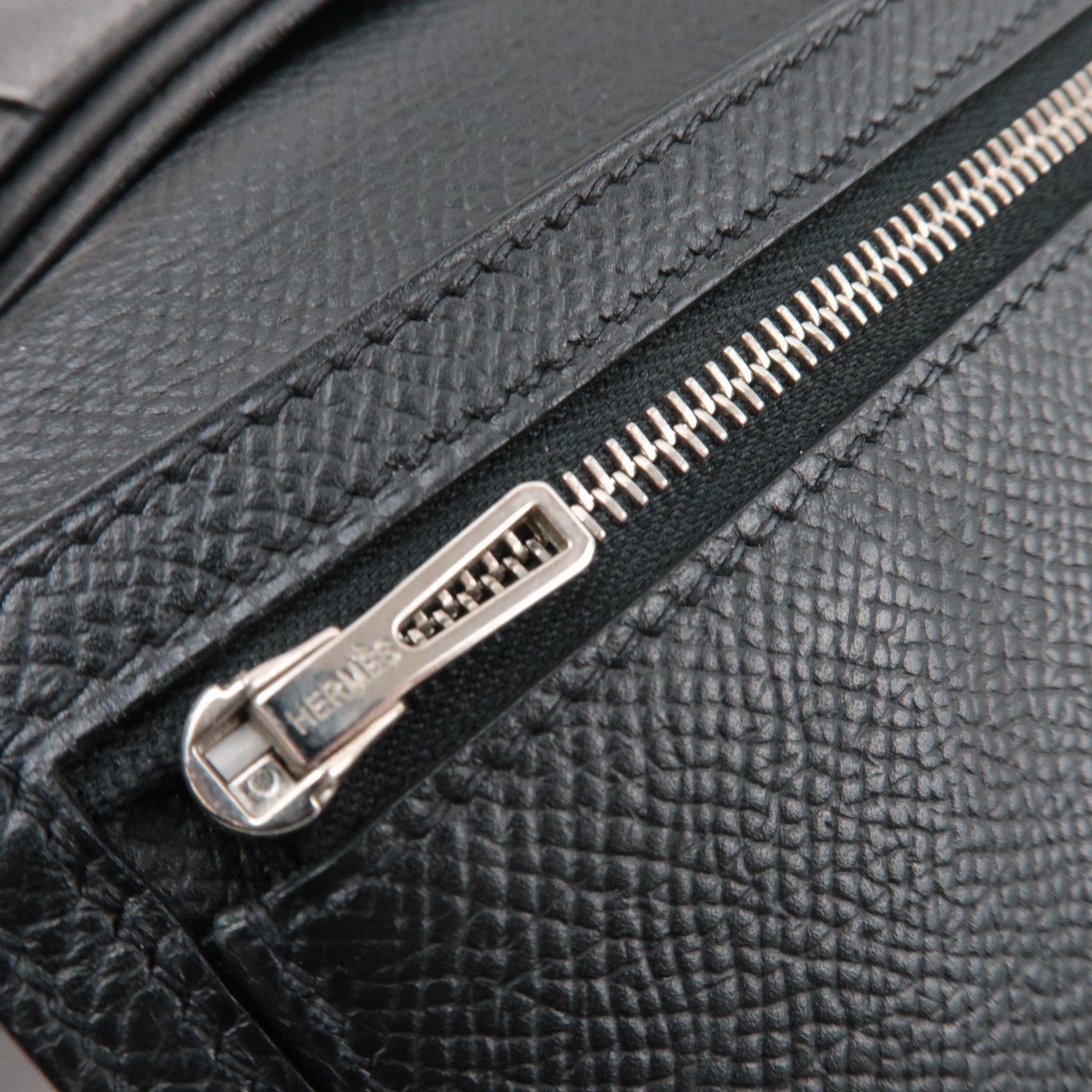 HERMES Bearn Soufflet Long Wallet □K Stamp (2007) Veau Epsom Black Silver HDW *Box
