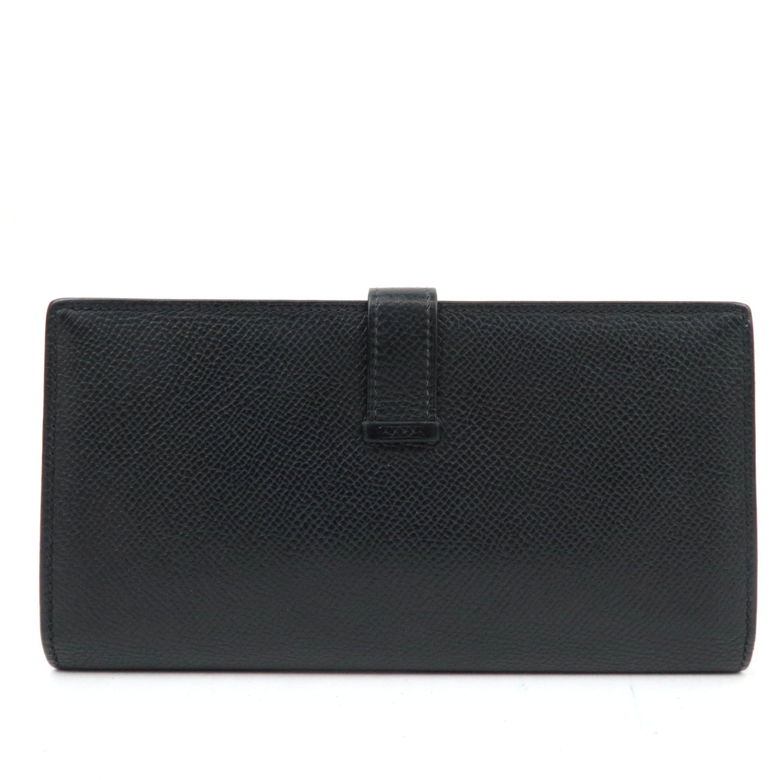 HERMES Bearn Soufflet Long Wallet □K Stamp (2007) Veau Epsom Black Silver HDW *Box