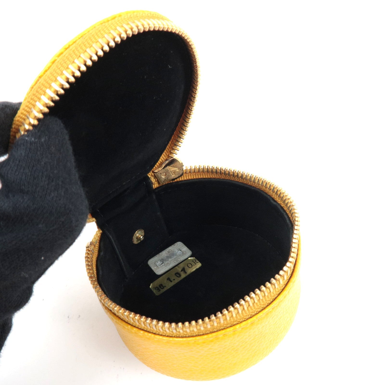 CHANEL Cocomark Jewelry Case Caviarskin Yellow 3624693