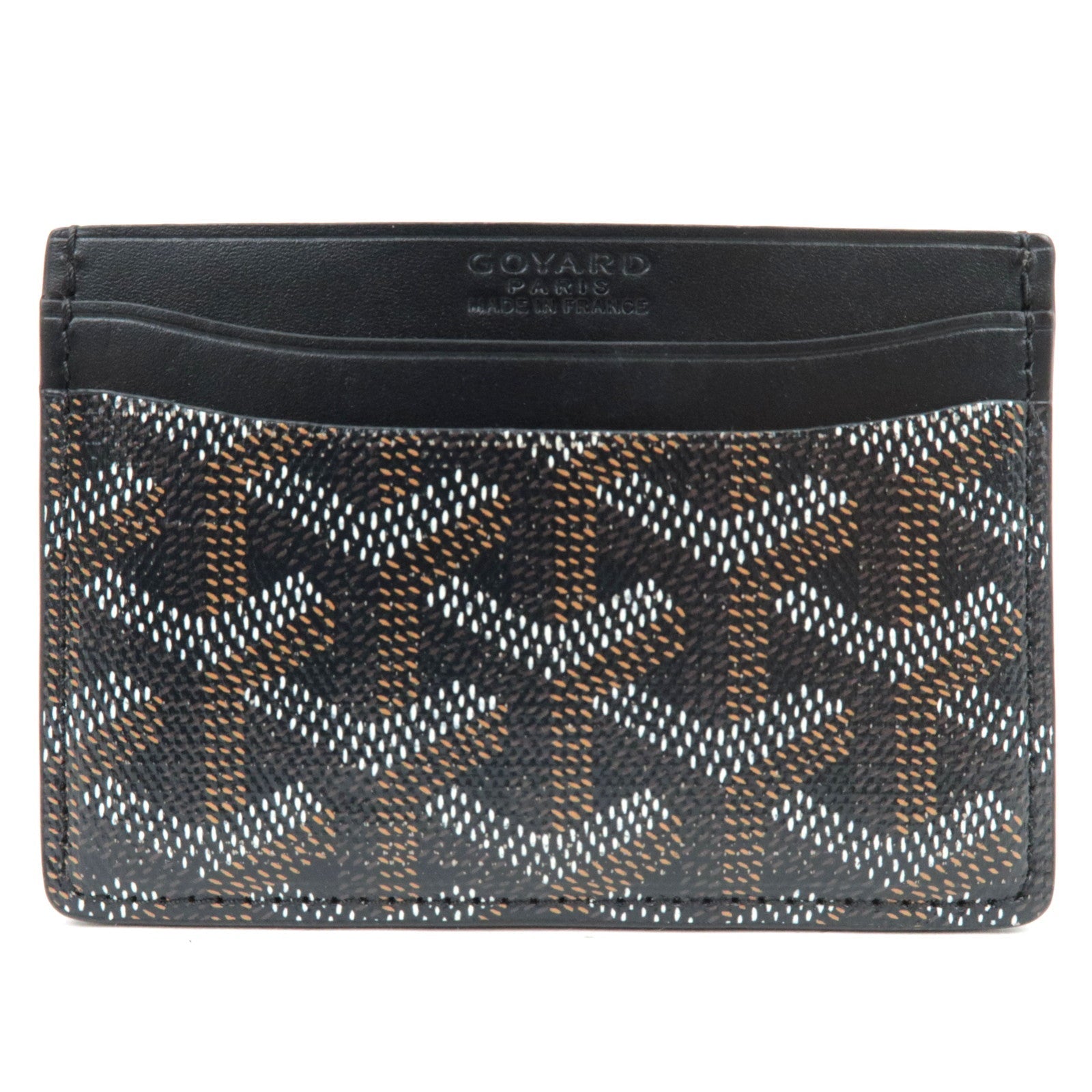 Goyard Herringbone Saint-Sulpice PVC Leather Card Case Black   82539