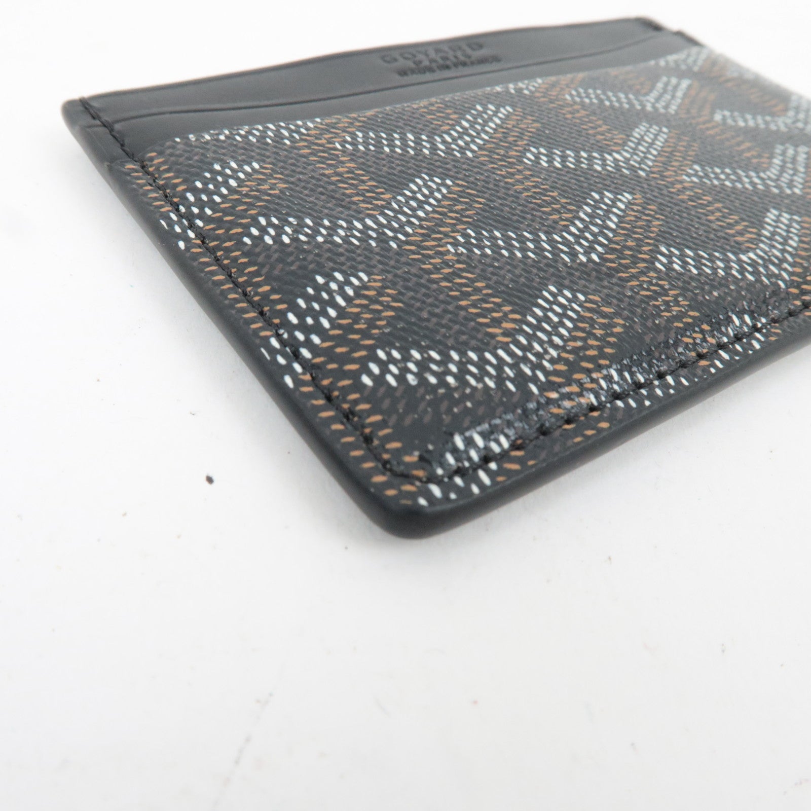 GOYARD Herringbone Saint-Sulpice PVC Leather Card Case Black