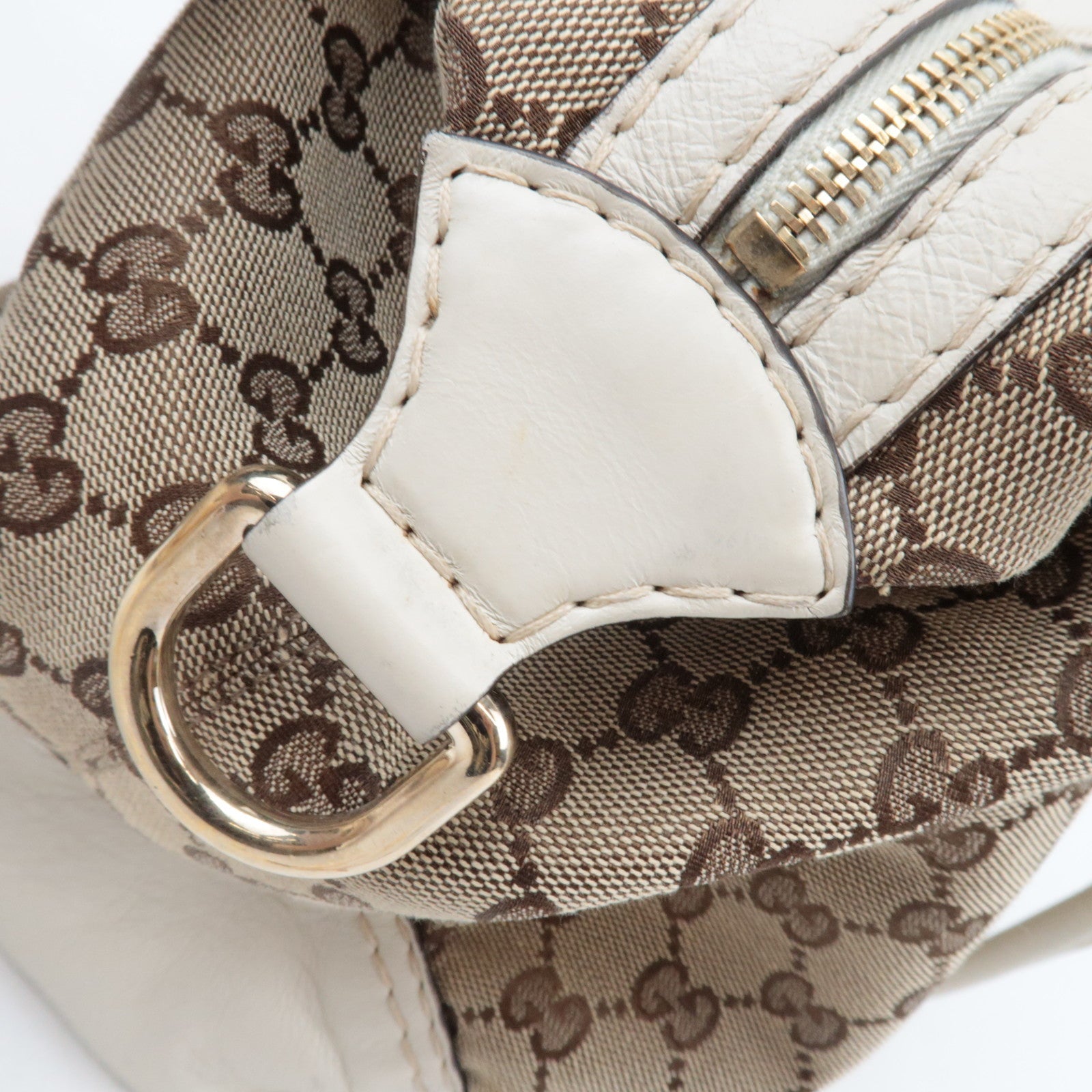 GUCCI Tote Bag GG Canvas Leather Beige Ivory 189892 *Dust bag