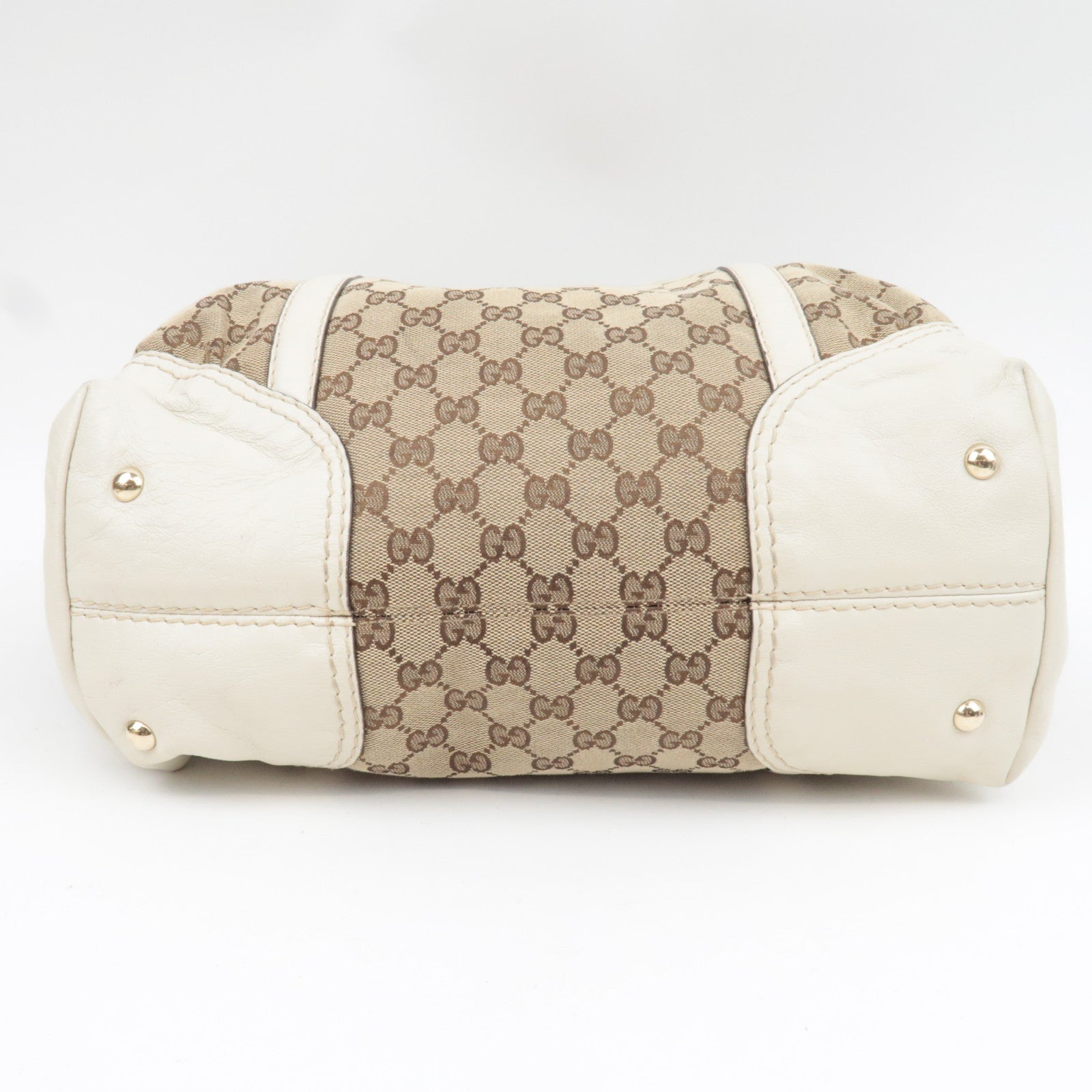 GUCCI Tote Bag GG Canvas Leather Beige Ivory 189892 *Dust bag