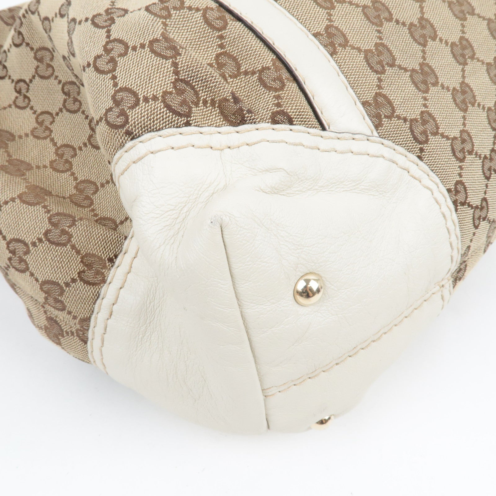 GUCCI Tote Bag GG Canvas Leather Beige Ivory 189892 *Dust bag