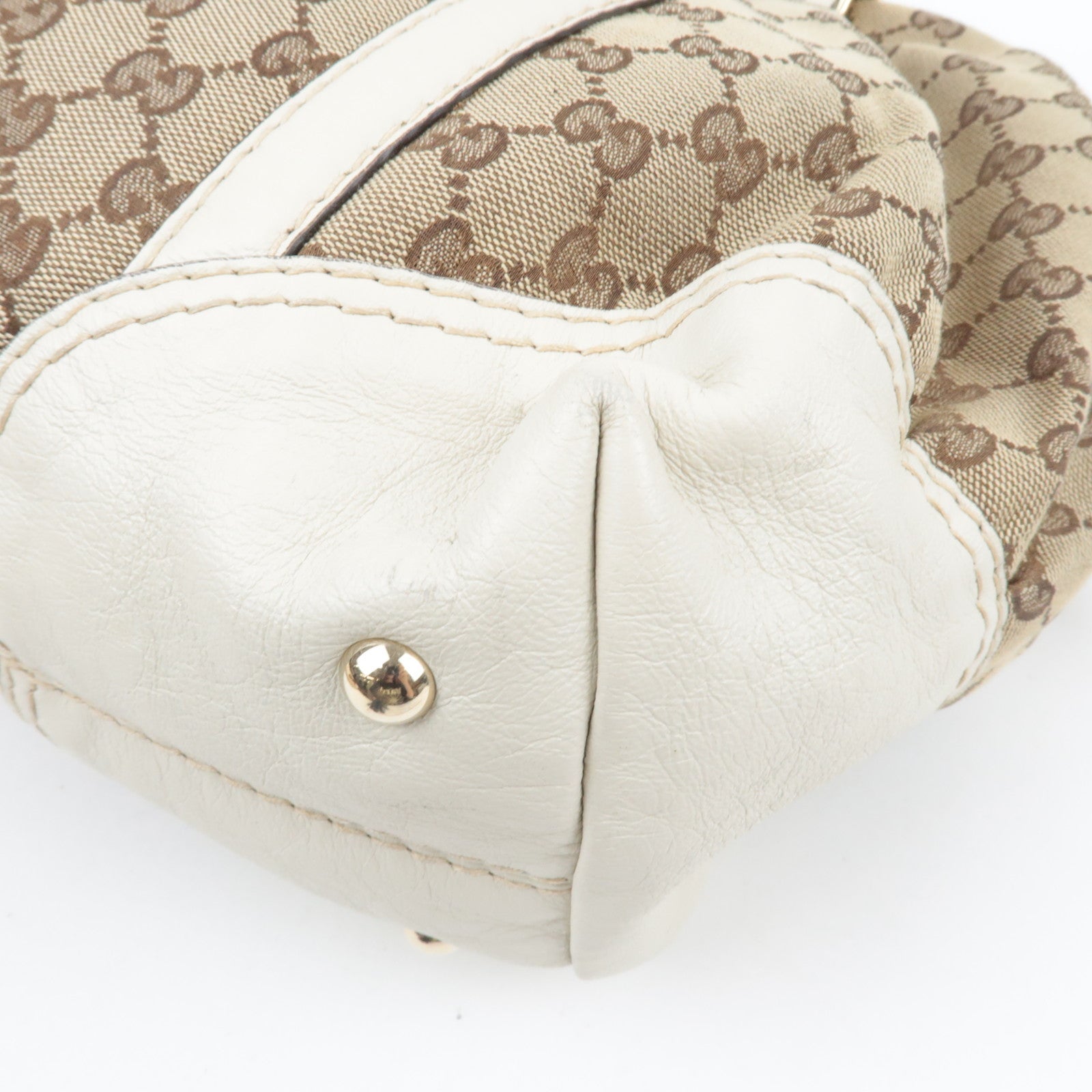 GUCCI Tote Bag GG Canvas Leather Beige Ivory 189892 *Dust bag