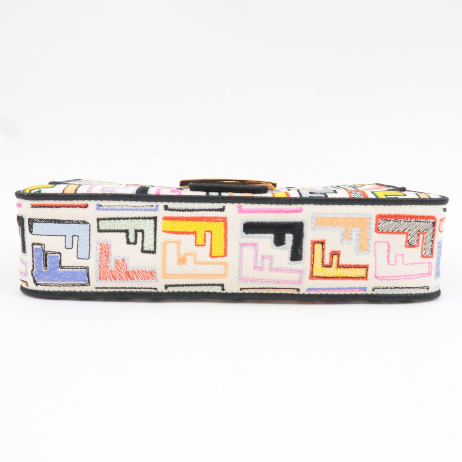 FENDI Zucca Mamma Baguette Embroidery Handbag Canvas Leather Multicolor 8BR600 *Dust bag, Strap