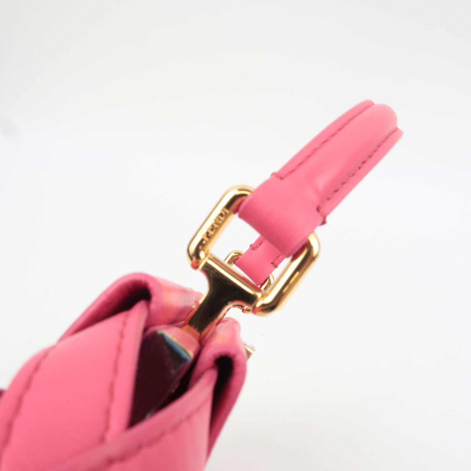 FENDI Mini Peekaboo 2Way Handbag Leather Pink Gold HDW 8BN244 *Dust bag, Strap, Rain cover