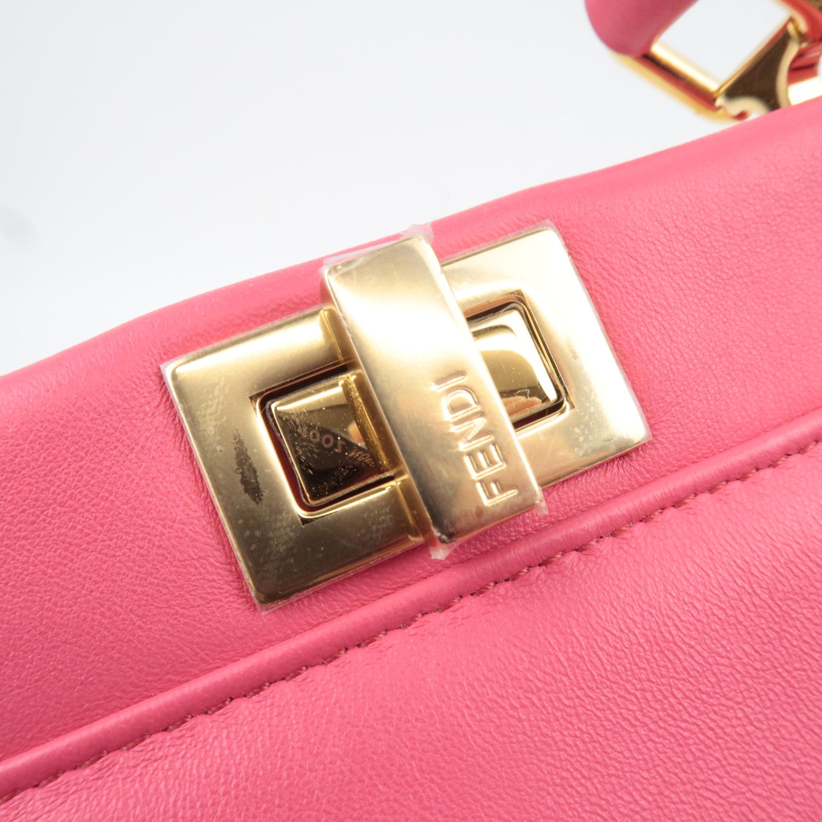 FENDI Mini Peekaboo 2Way Handbag Leather Pink Gold HDW 8BN244 *Dust bag, Strap, Rain cover