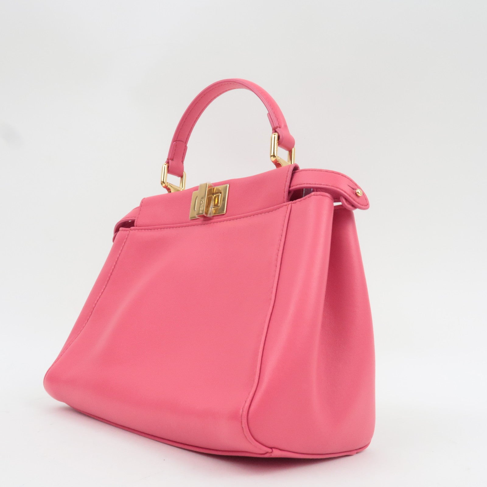 FENDI Mini Peekaboo 2Way Handbag Leather Pink Gold HDW 8BN244 *Dust bag, Strap, Rain cover