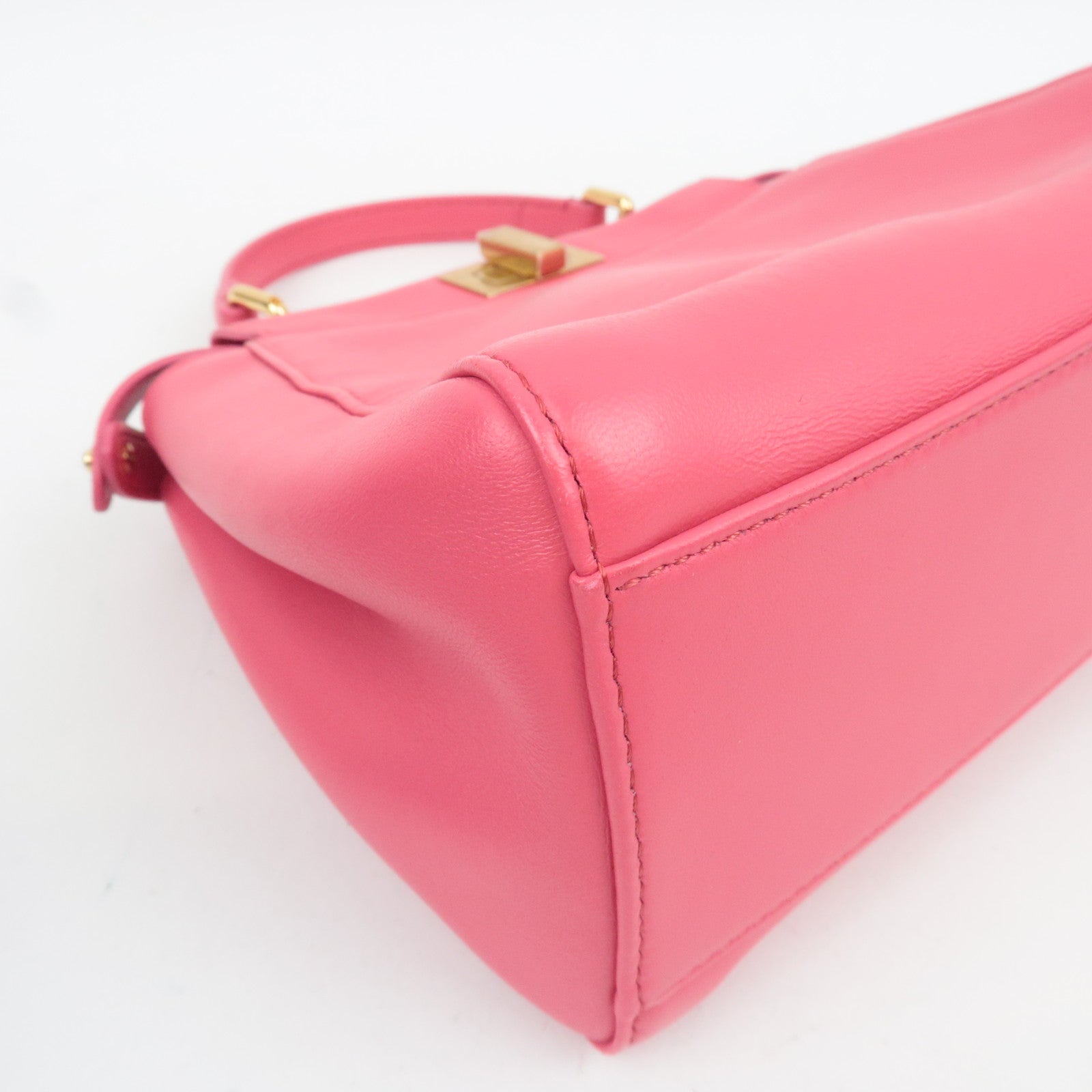 FENDI Mini Peekaboo 2Way Handbag Leather Pink Gold HDW 8BN244 *Dust bag, Strap, Rain cover