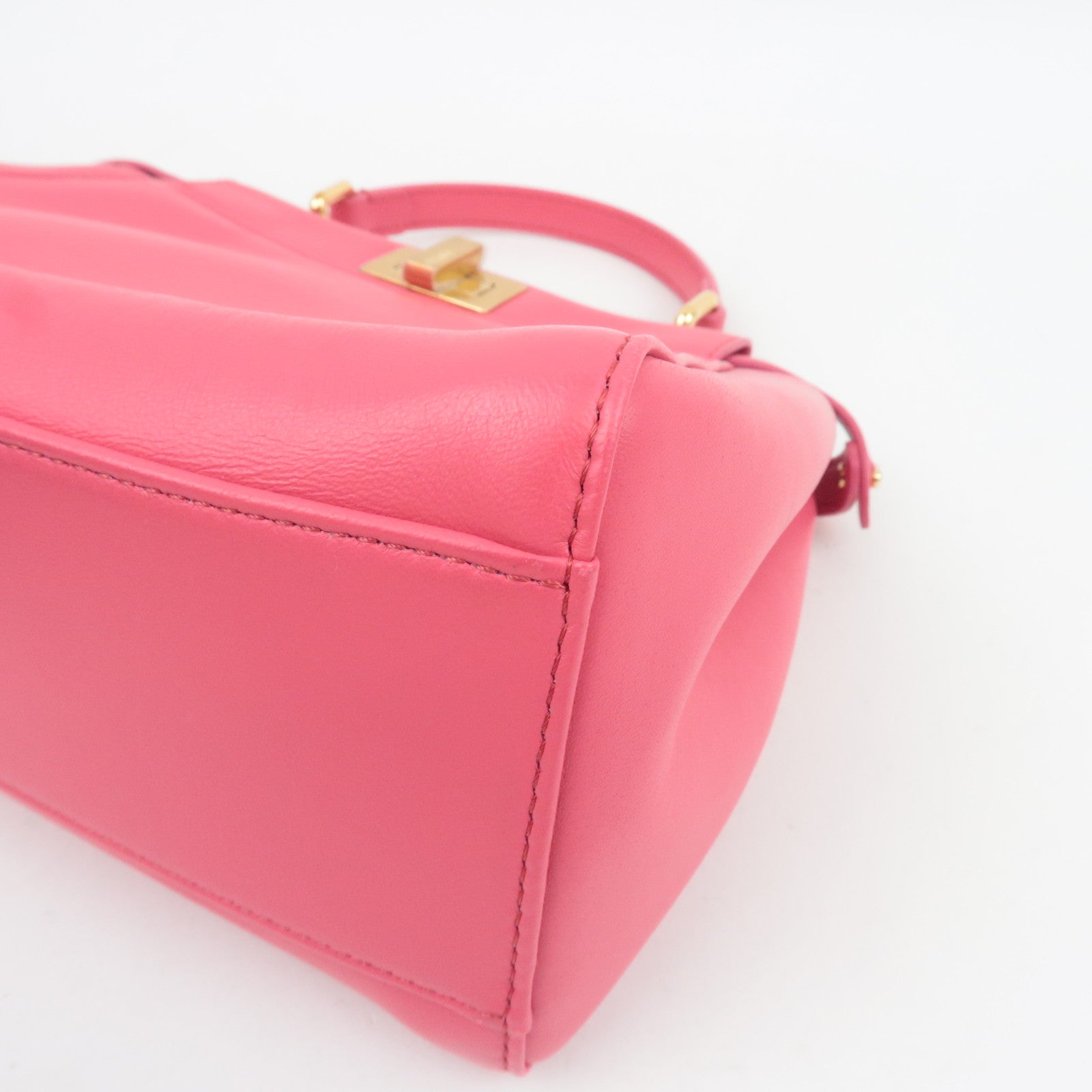 FENDI Mini Peekaboo 2Way Handbag Leather Pink Gold HDW 8BN244 *Dust bag, Strap, Rain cover