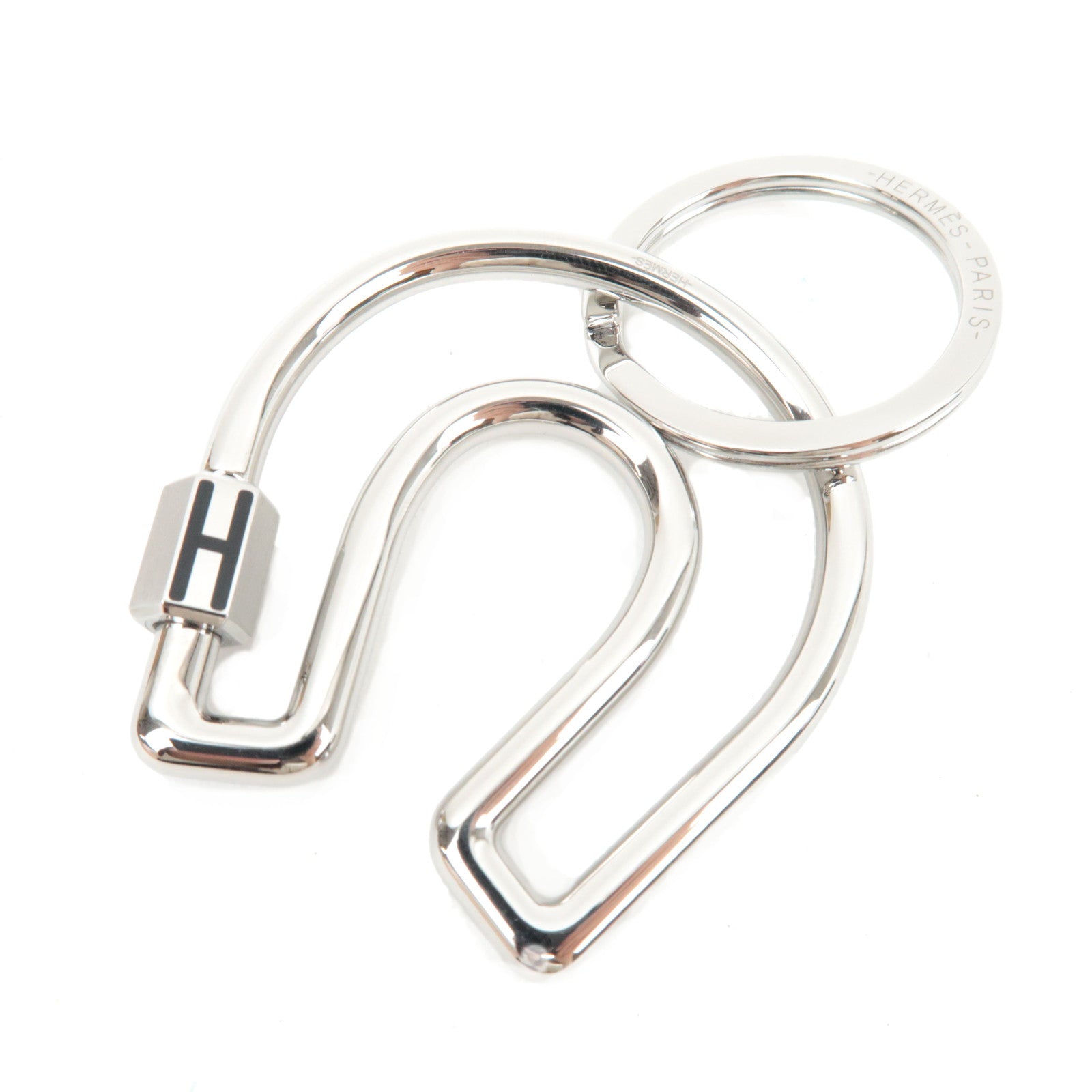 HERMES Fer A Cheval Metal Key Ring Silver *Box, Dust bag82646