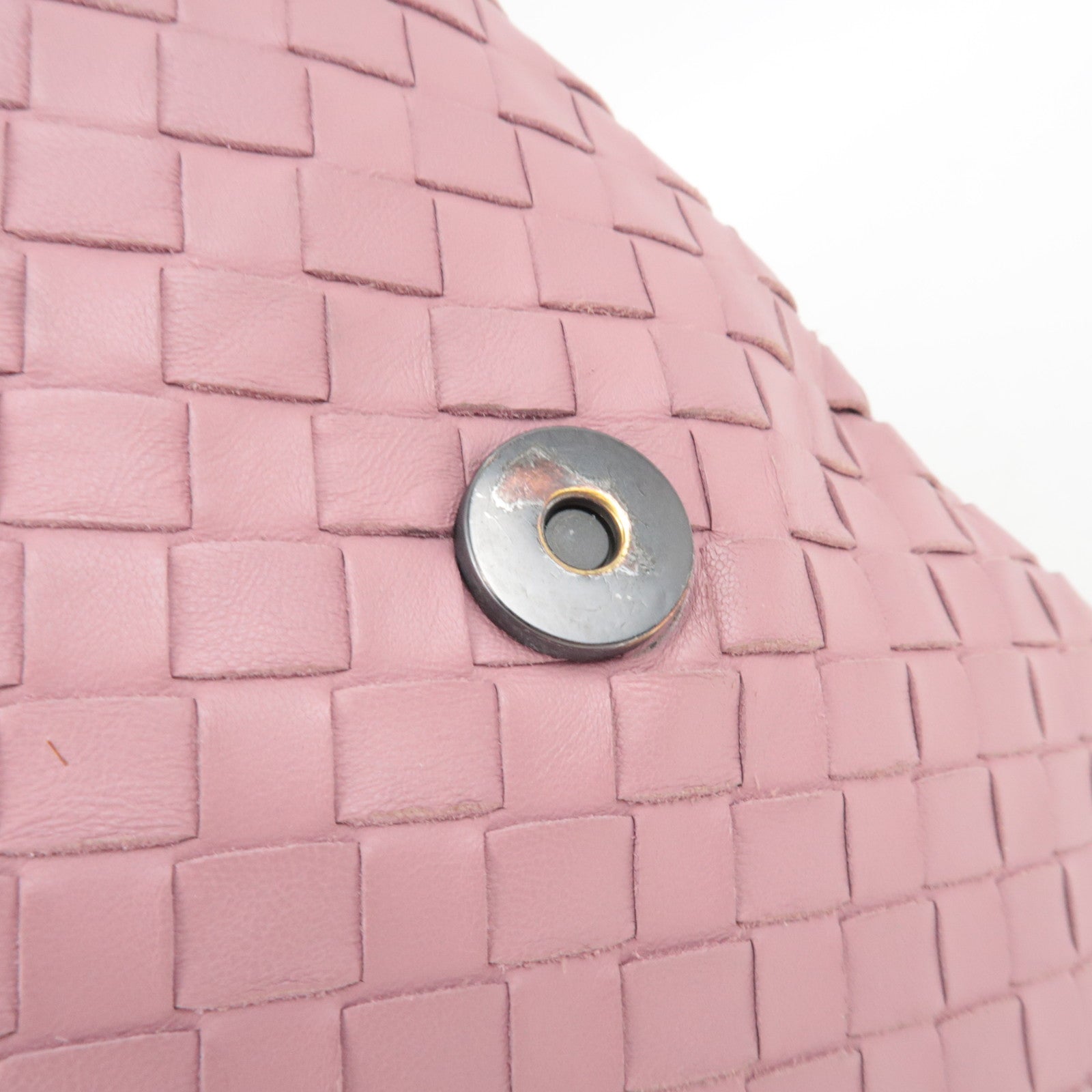 BOTTEGA VENETA Intrecciato Chain Shoulder Bag Leather Pink