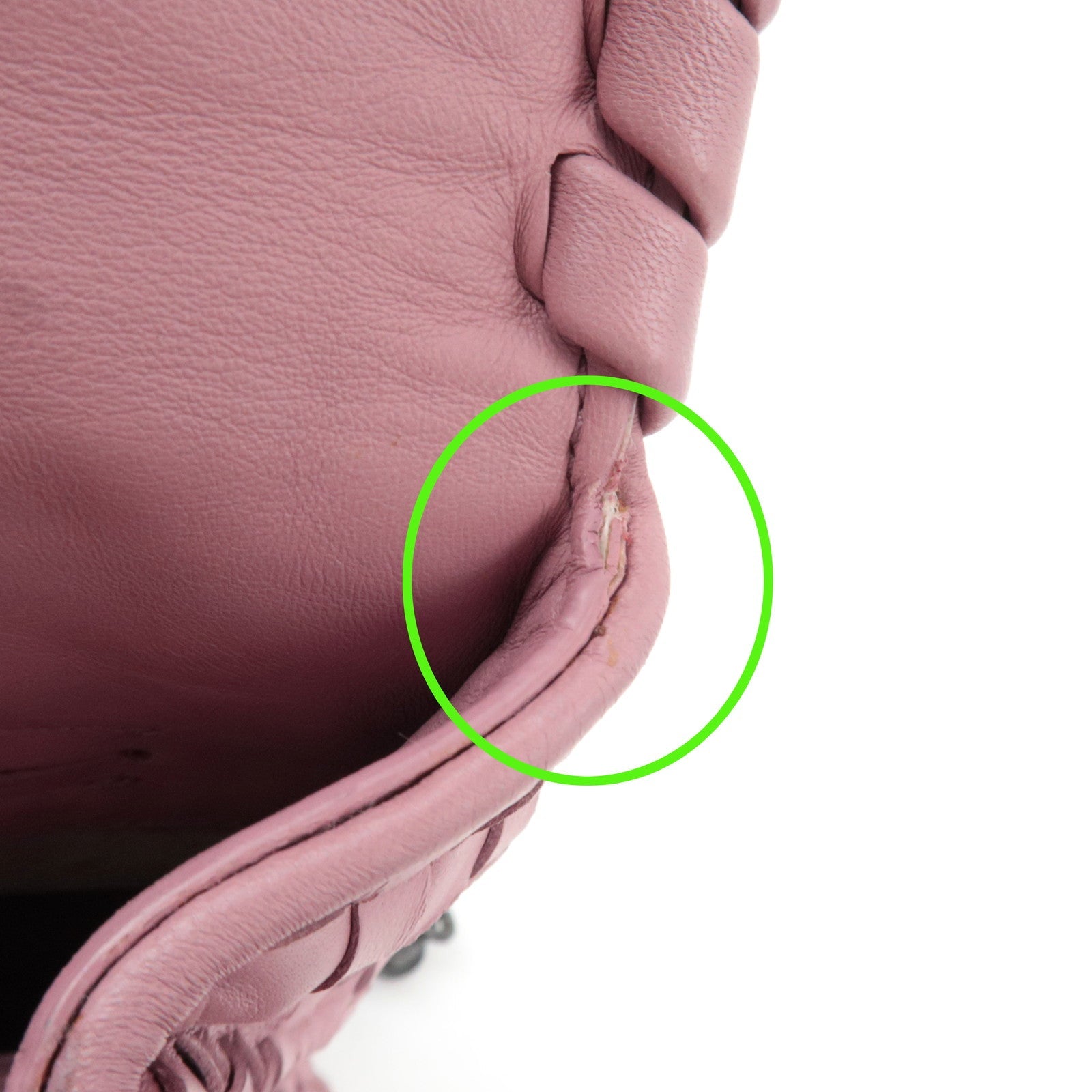 BOTTEGA VENETA Intrecciato Chain Shoulder Bag Leather Pink