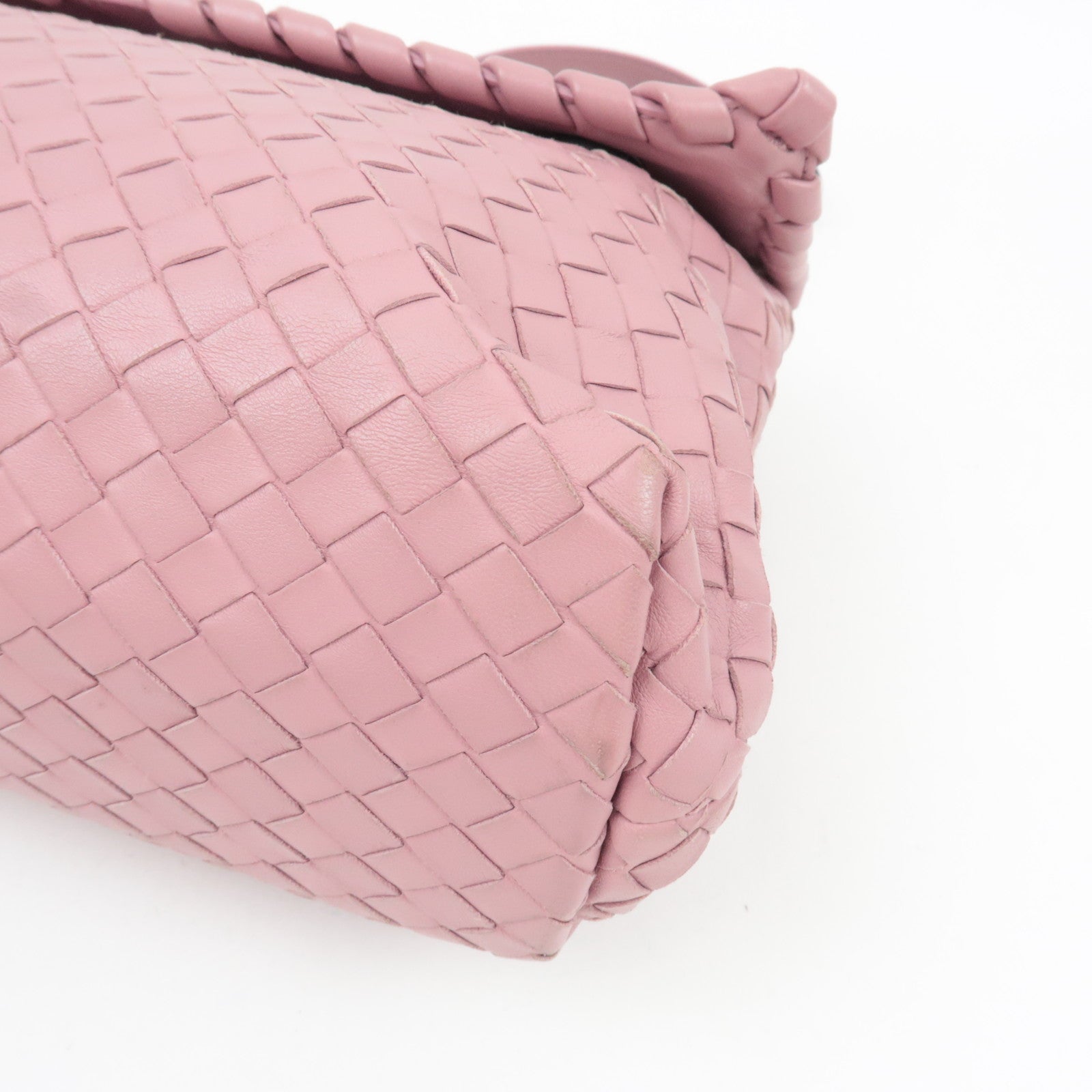 BOTTEGA VENETA Intrecciato Chain Shoulder Bag Leather Pink