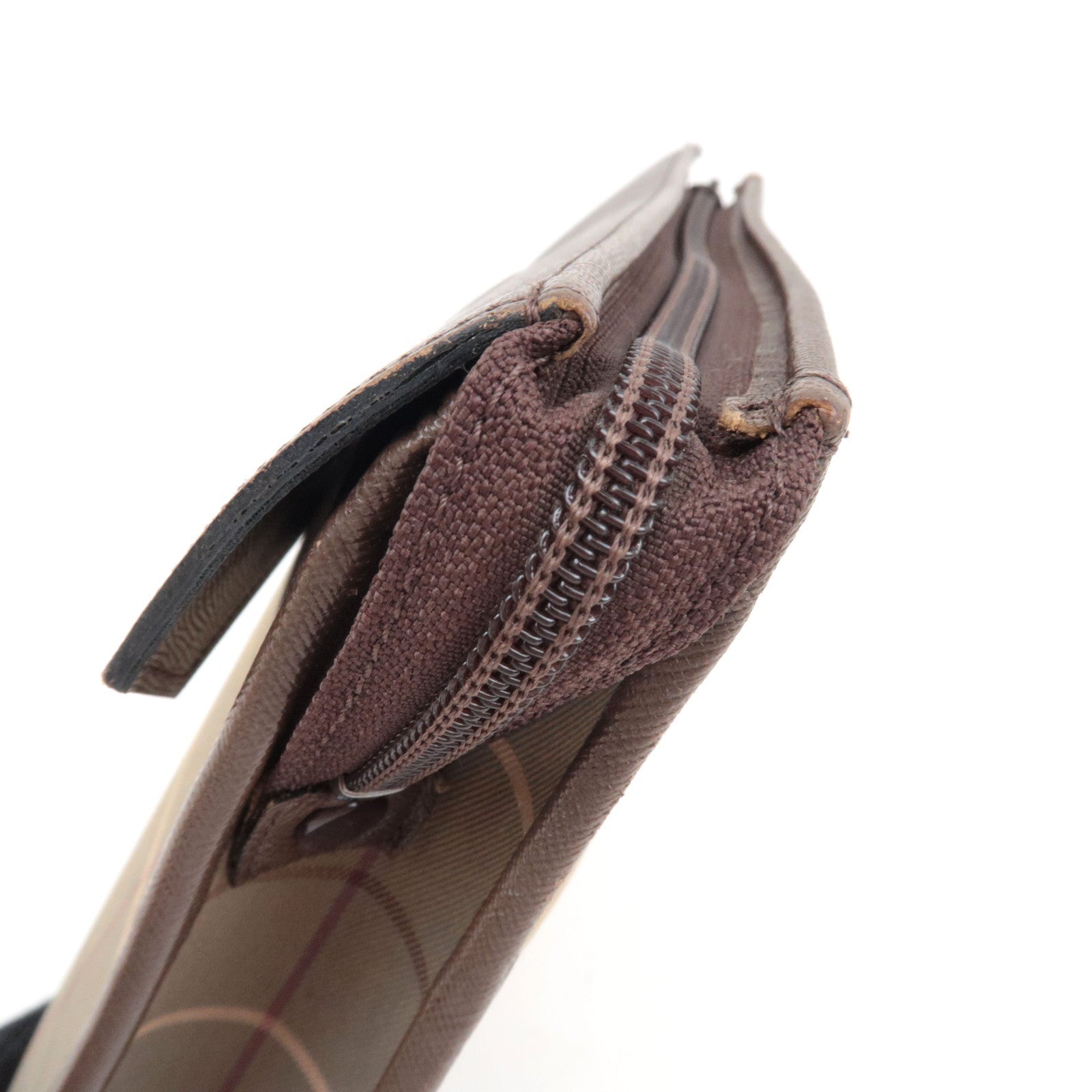 BURBERRY Burberry's Plaid Clutch Bag Canvas Leather Beige Brown