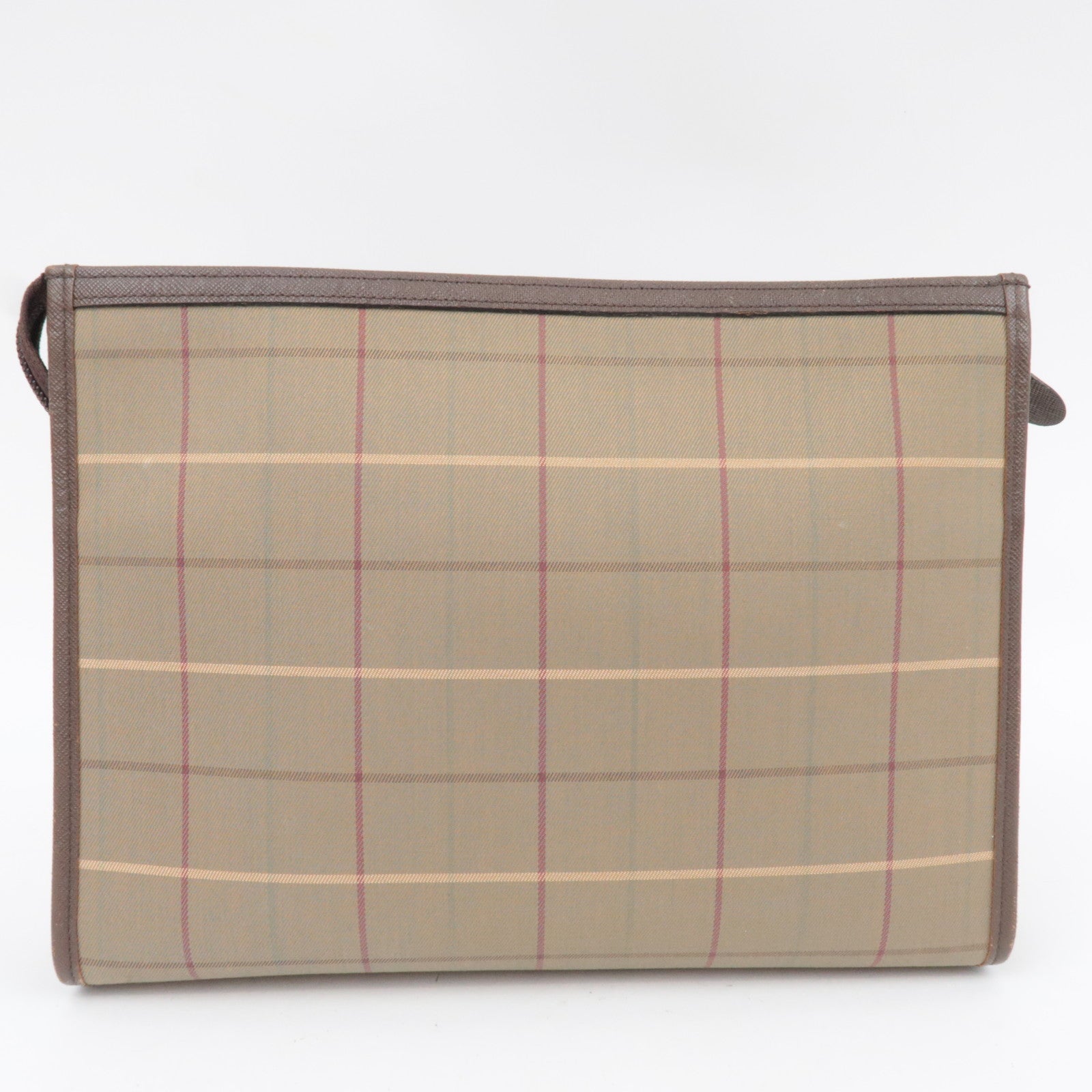 BURBERRY Burberry's Plaid Clutch Bag Canvas Leather Beige Brown
