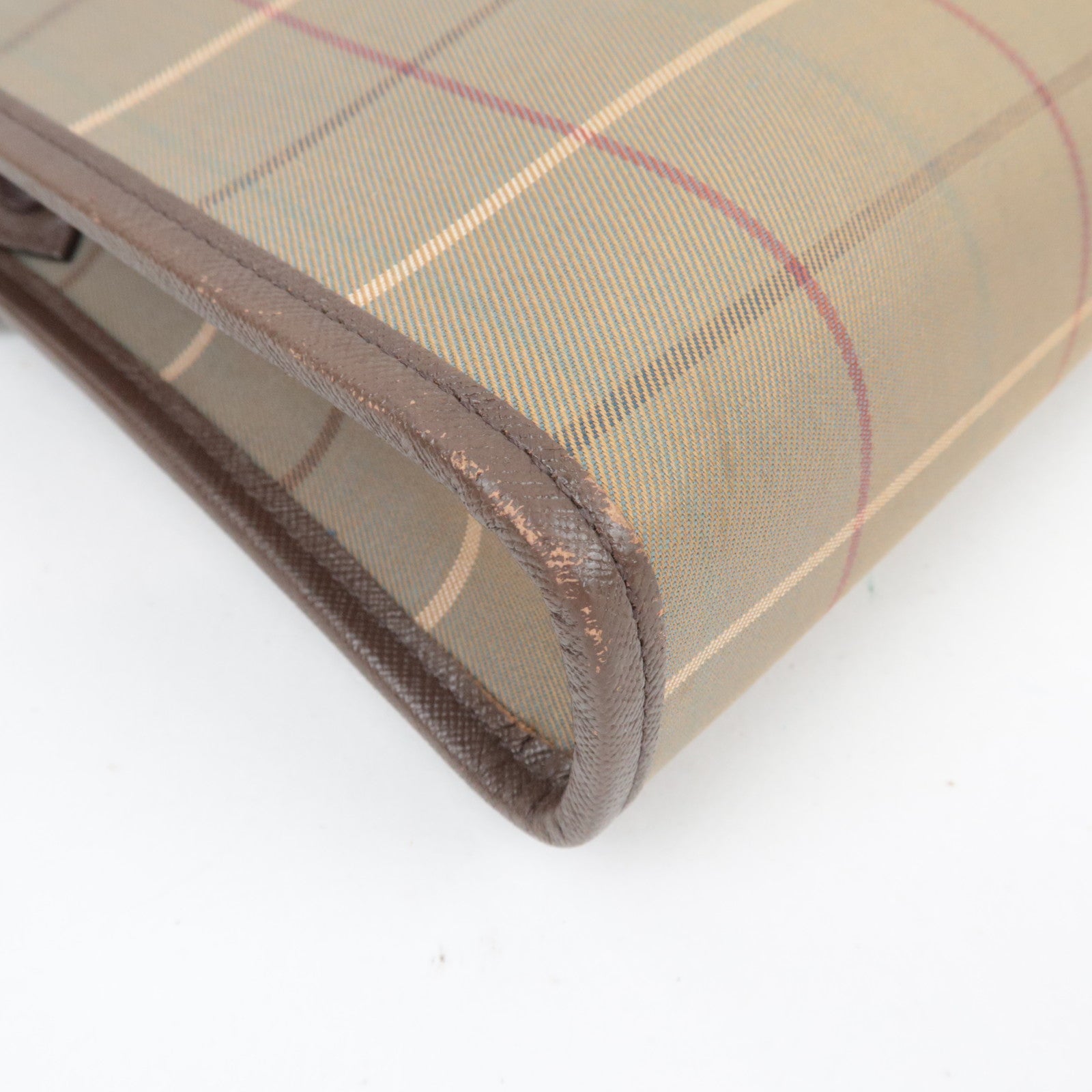 BURBERRY Burberry's Plaid Clutch Bag Canvas Leather Beige Brown