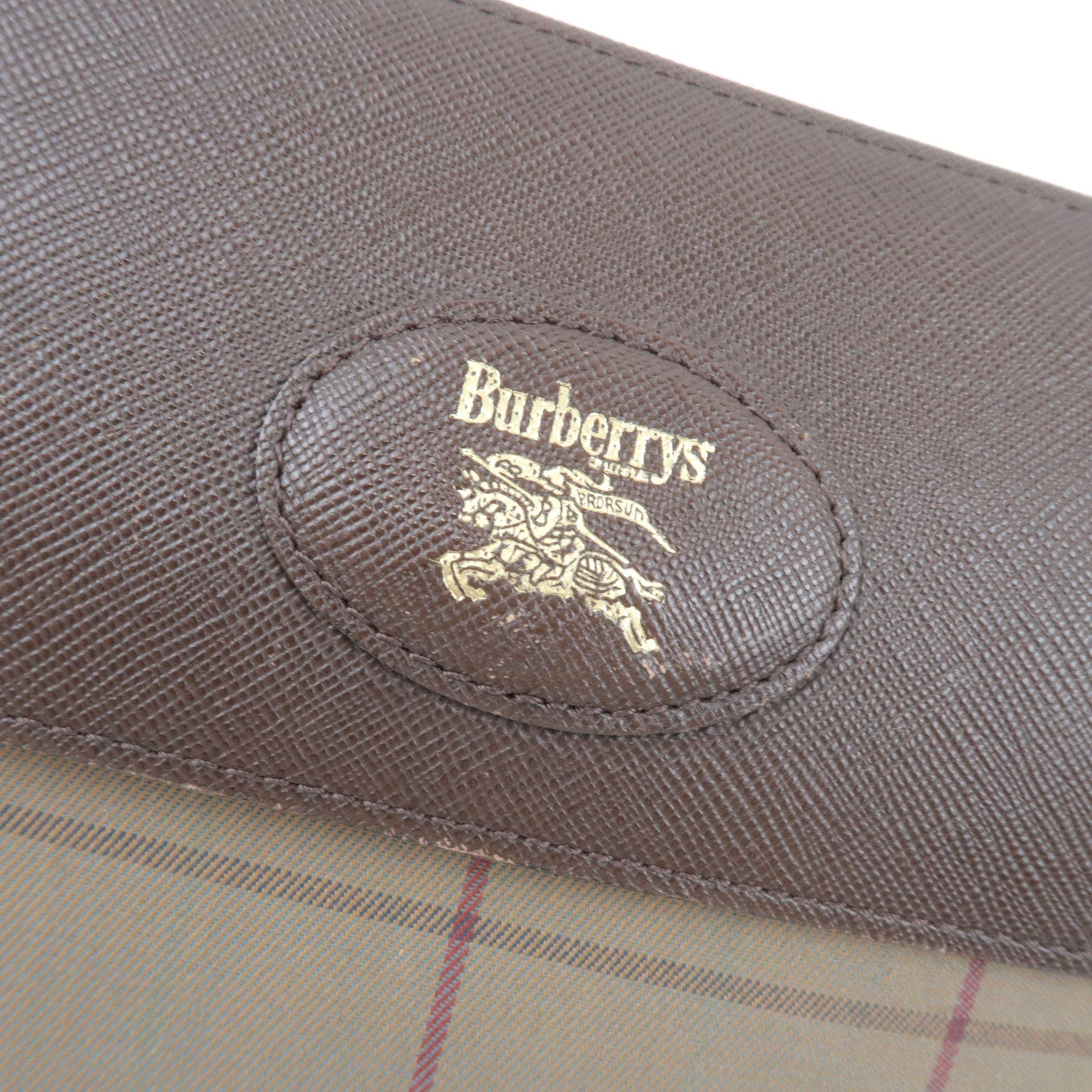 BURBERRY Burberry's Plaid Clutch Bag Canvas Leather Beige Brown