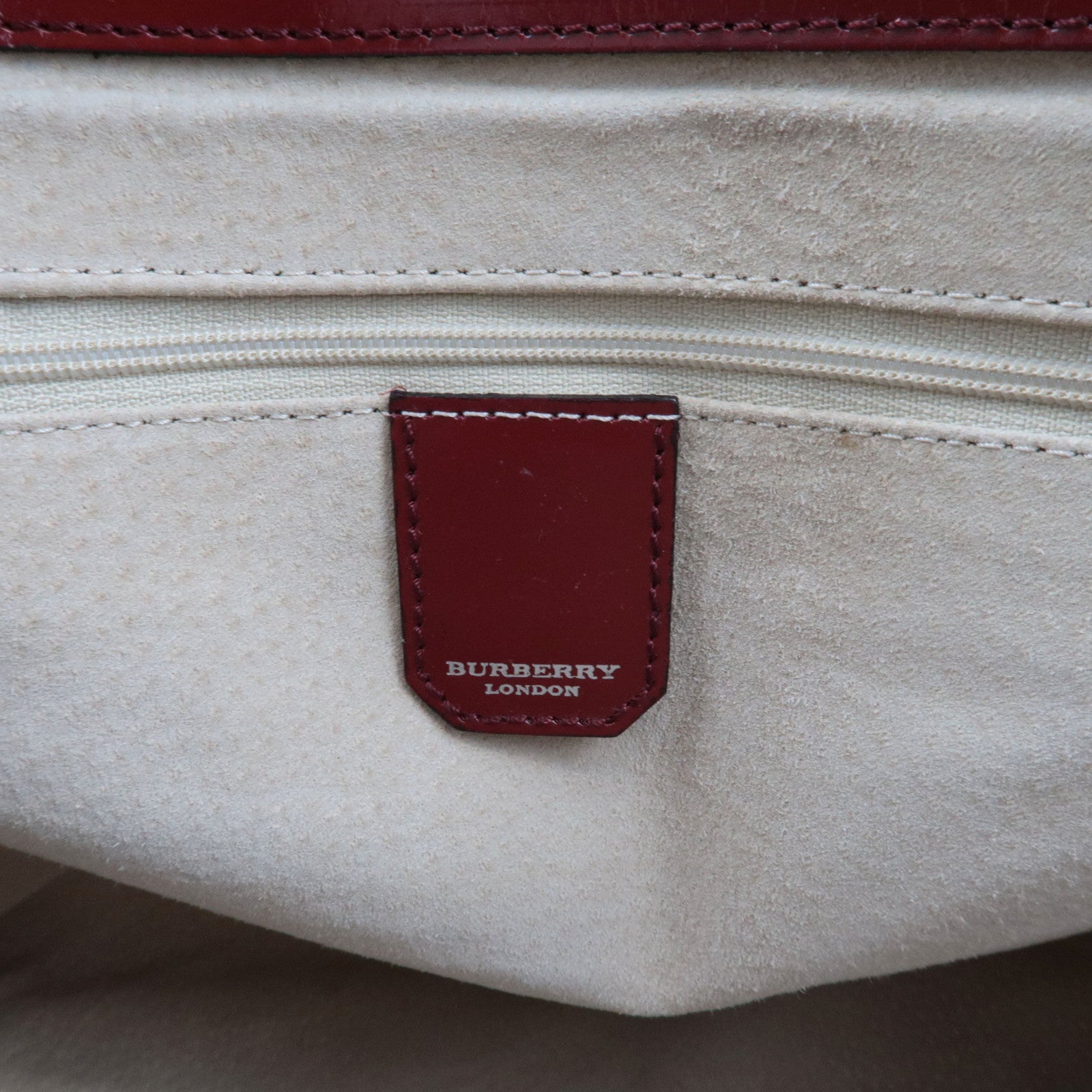 BURBERRY Nova Plaid PVC Leather Tote Bag Large Beige Red *Dust bag