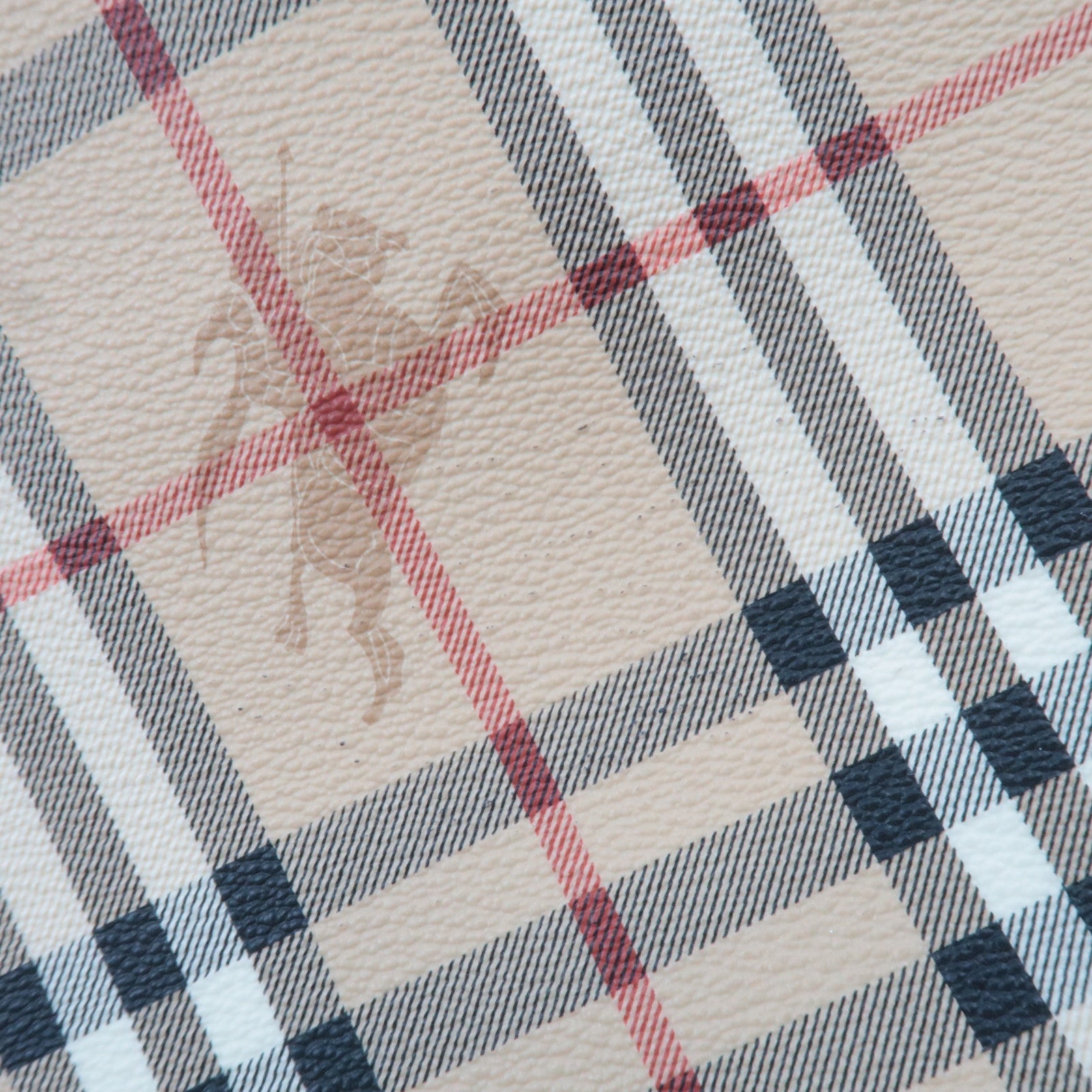 BURBERRY Nova Plaid PVC Leather Tote Bag Large Beige Red *Dust bag