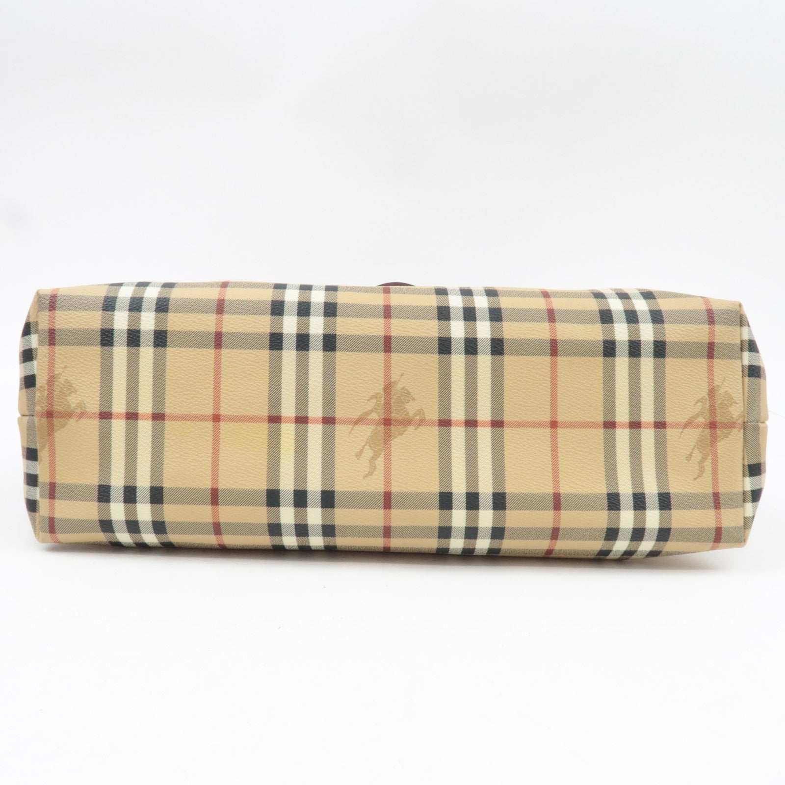 BURBERRY Nova Plaid PVC Leather Tote Bag Large Beige Red *Dust bag