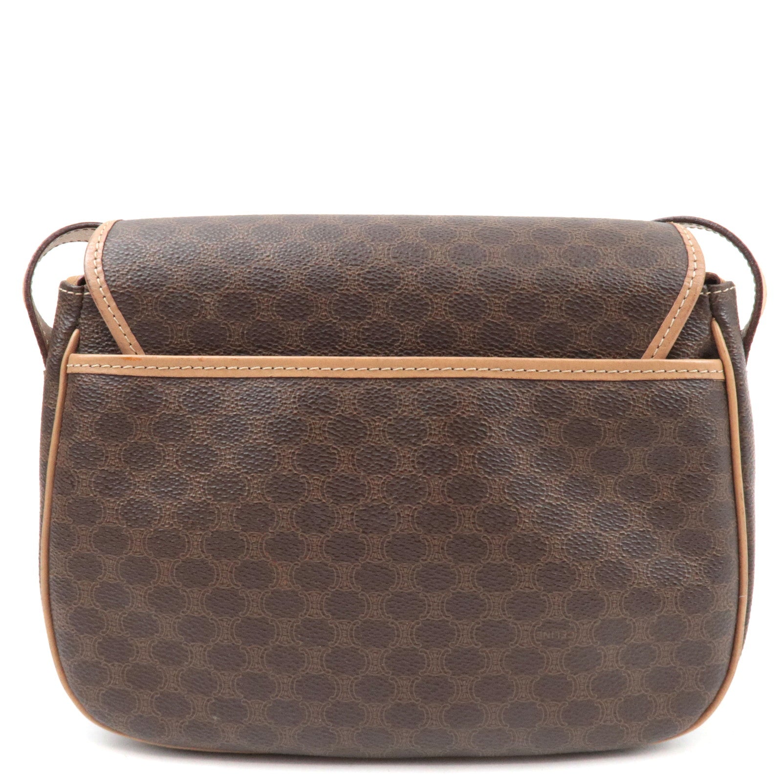 CELINE Macadam Shoulder Bag Canvas Leather Brown