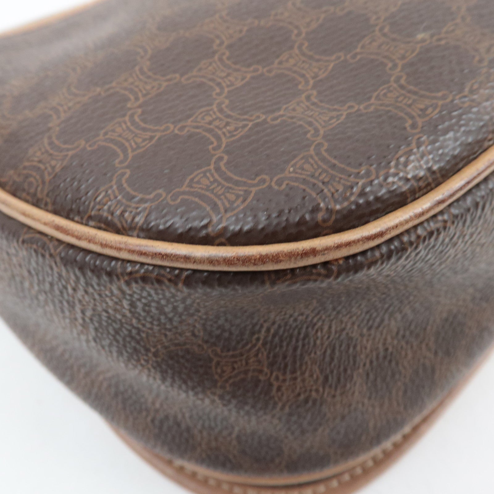 CELINE Macadam Shoulder Bag Canvas Leather Brown