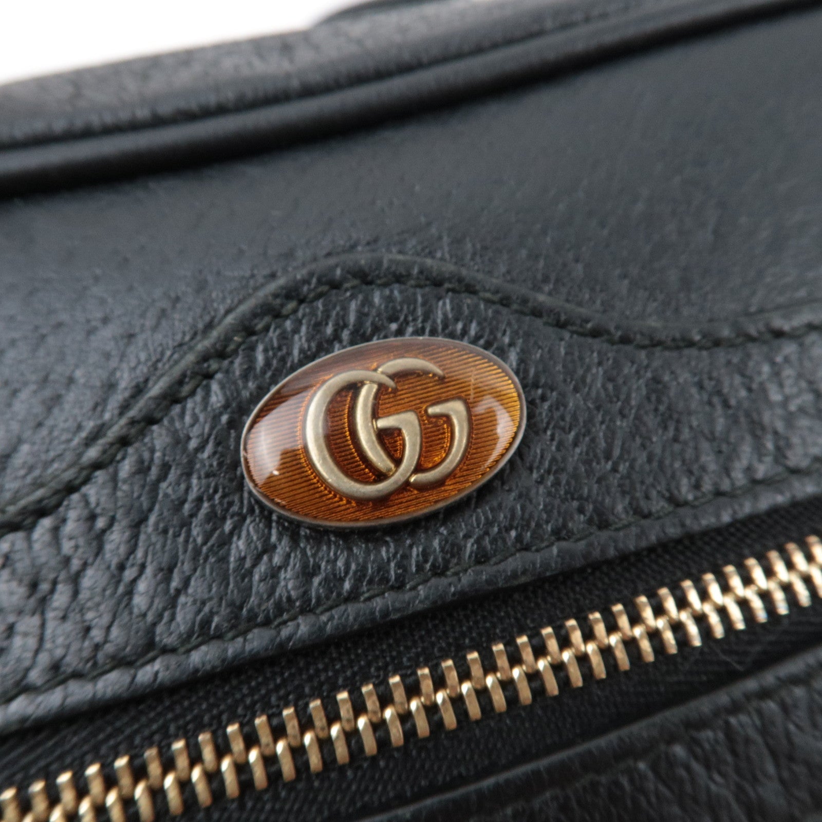 GUCCI Ophidia Leather Shoulder Bag Black 517350