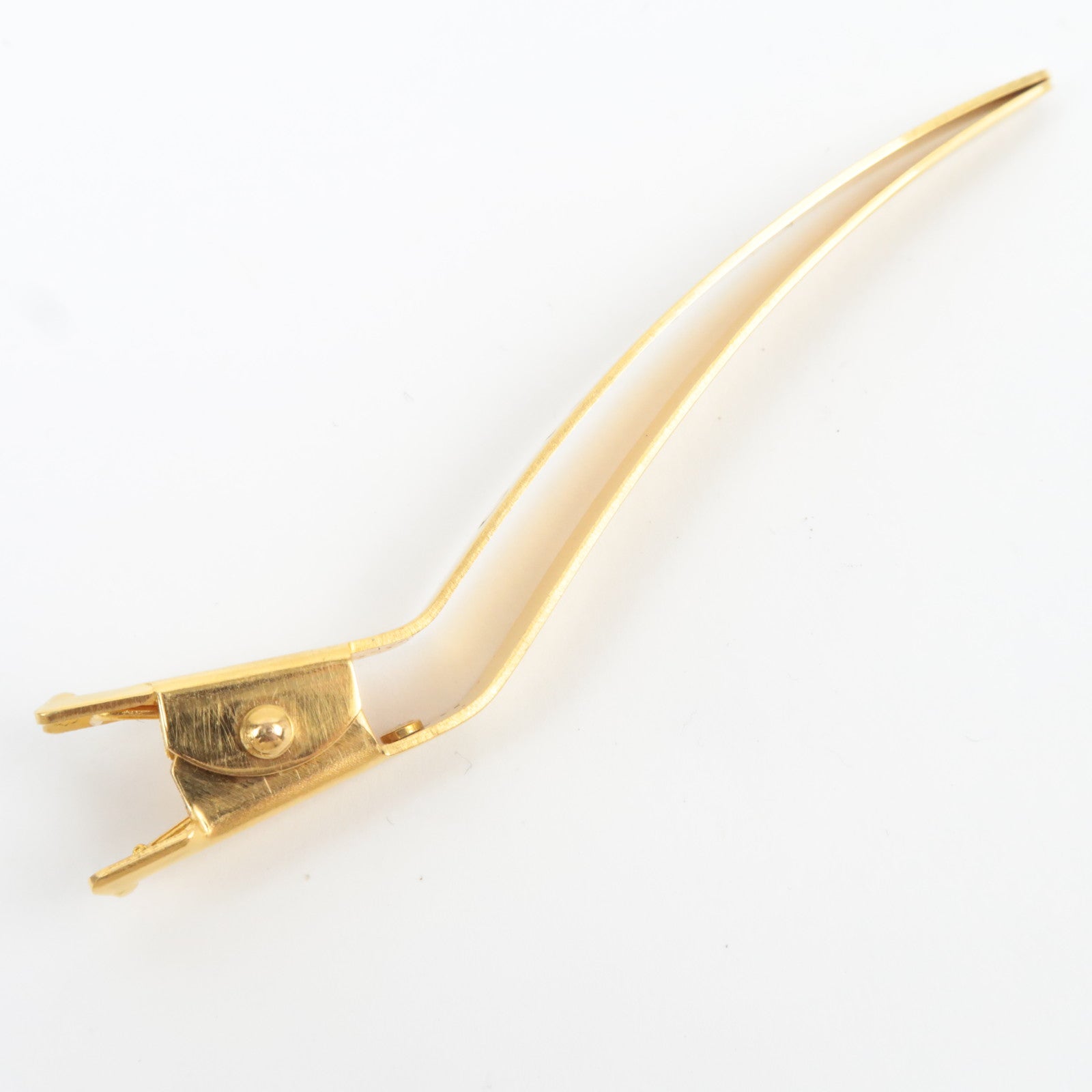 CHANEL Logo Barrette 96A Metal Hair Clip Gold
