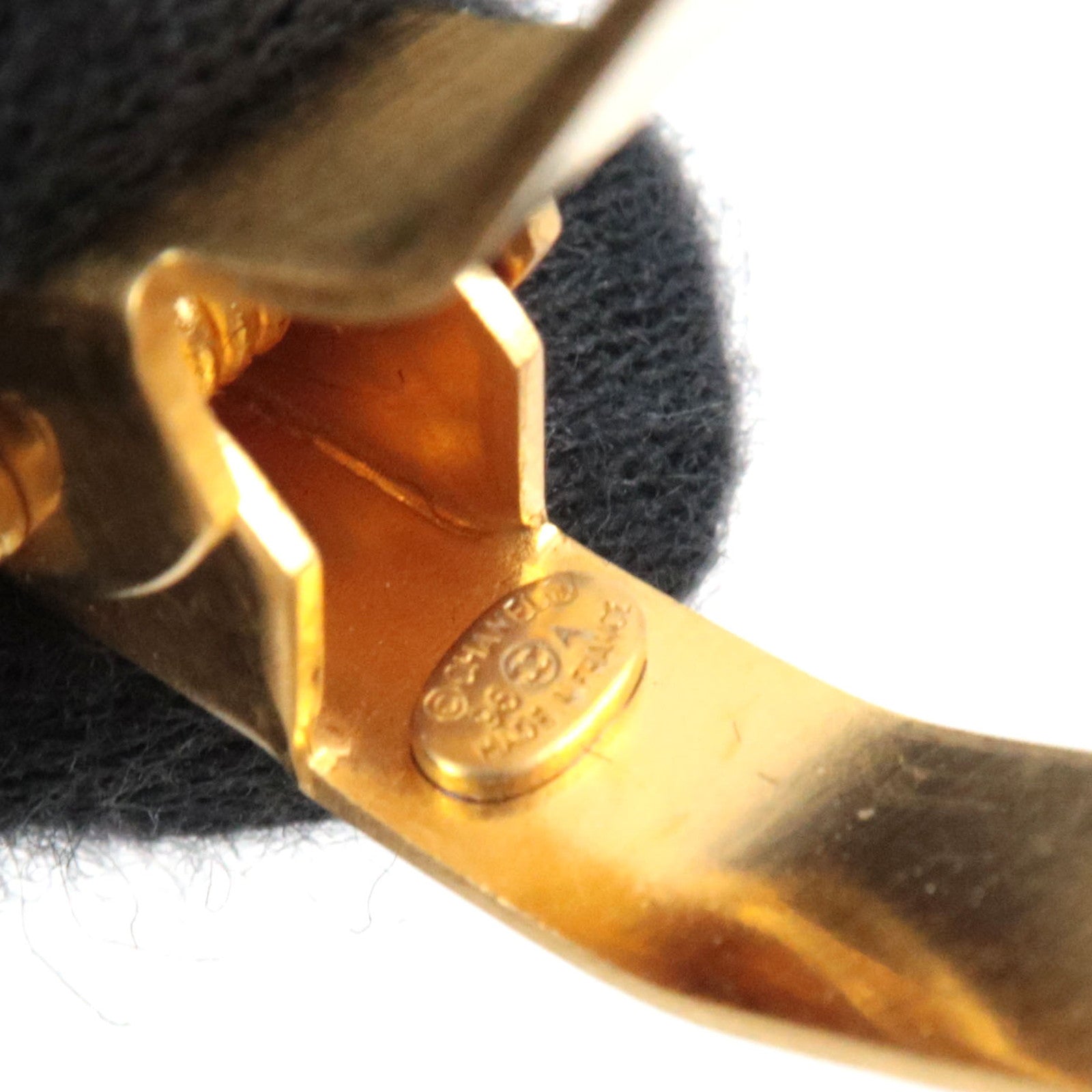 CHANEL Logo Barrette 96A Metal Hair Clip Gold