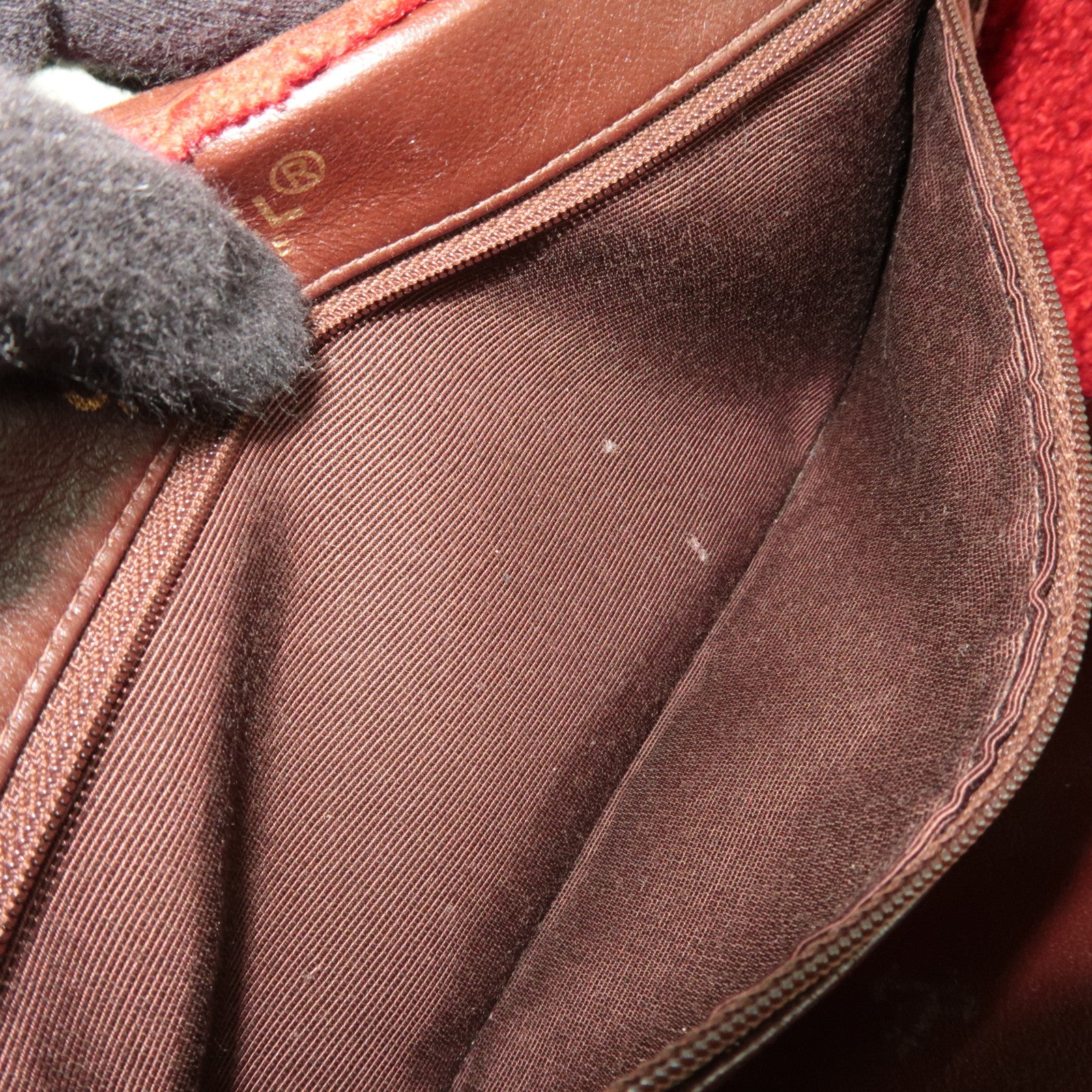 CHANEL Coco Mark Sheep Skin Tote Bag Brown Red A11746 5418816 *Dust bag, G card