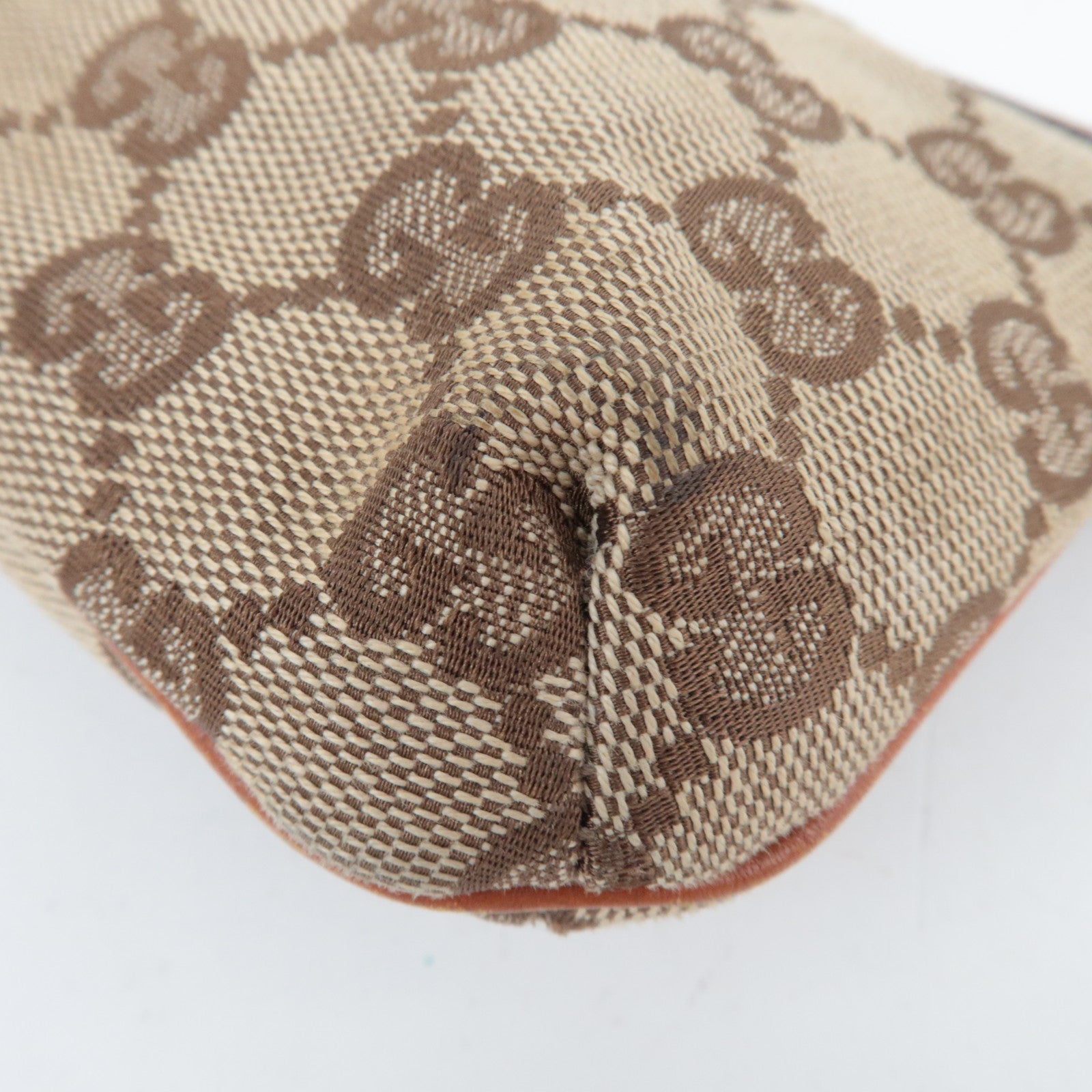 GUCCI Sherry Cosmetic Pouch GG Canvas Leather Beige Brown Purple 152507