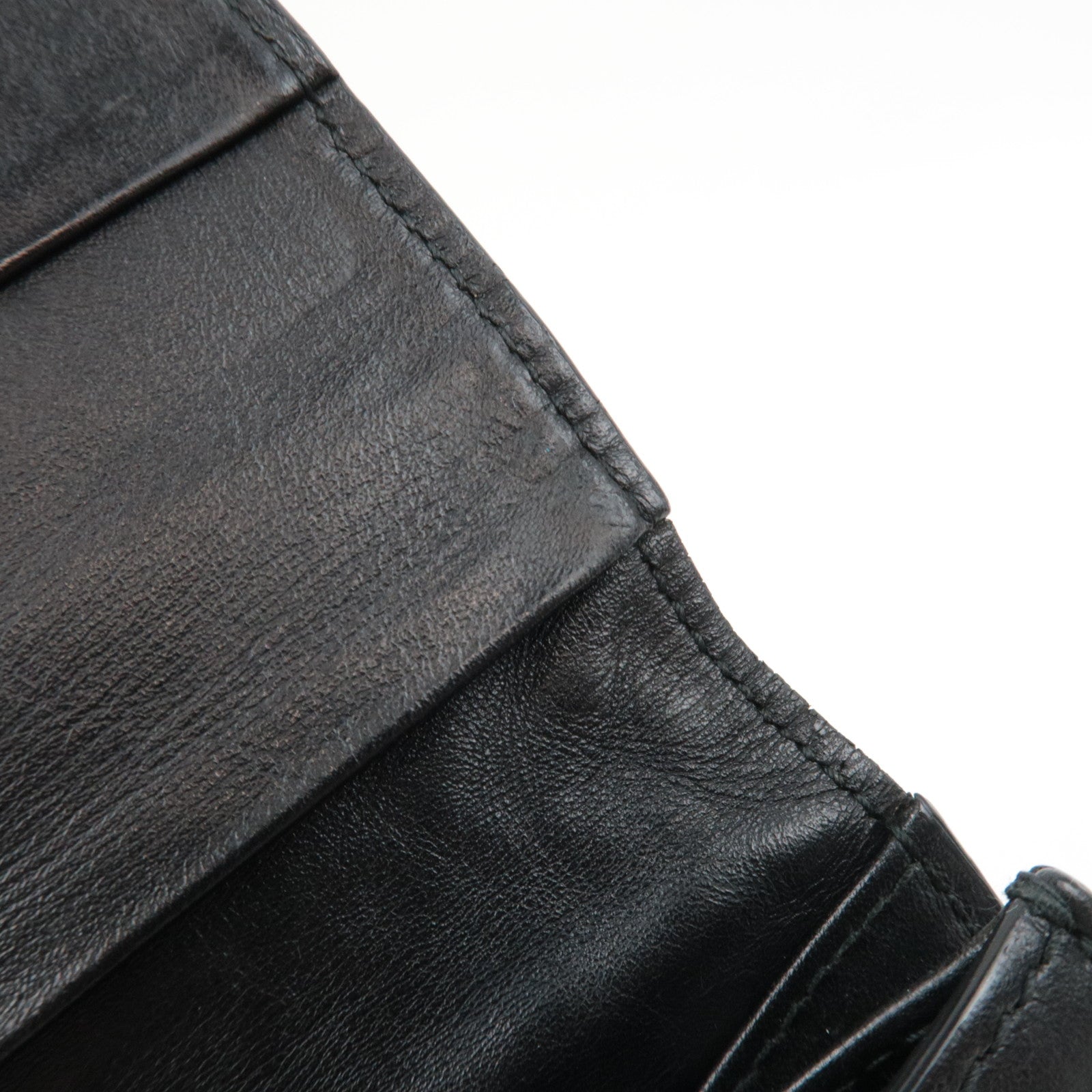 BOTTEGA VENETA Intrecciato Bi-Fold Long Wallet Leather Black