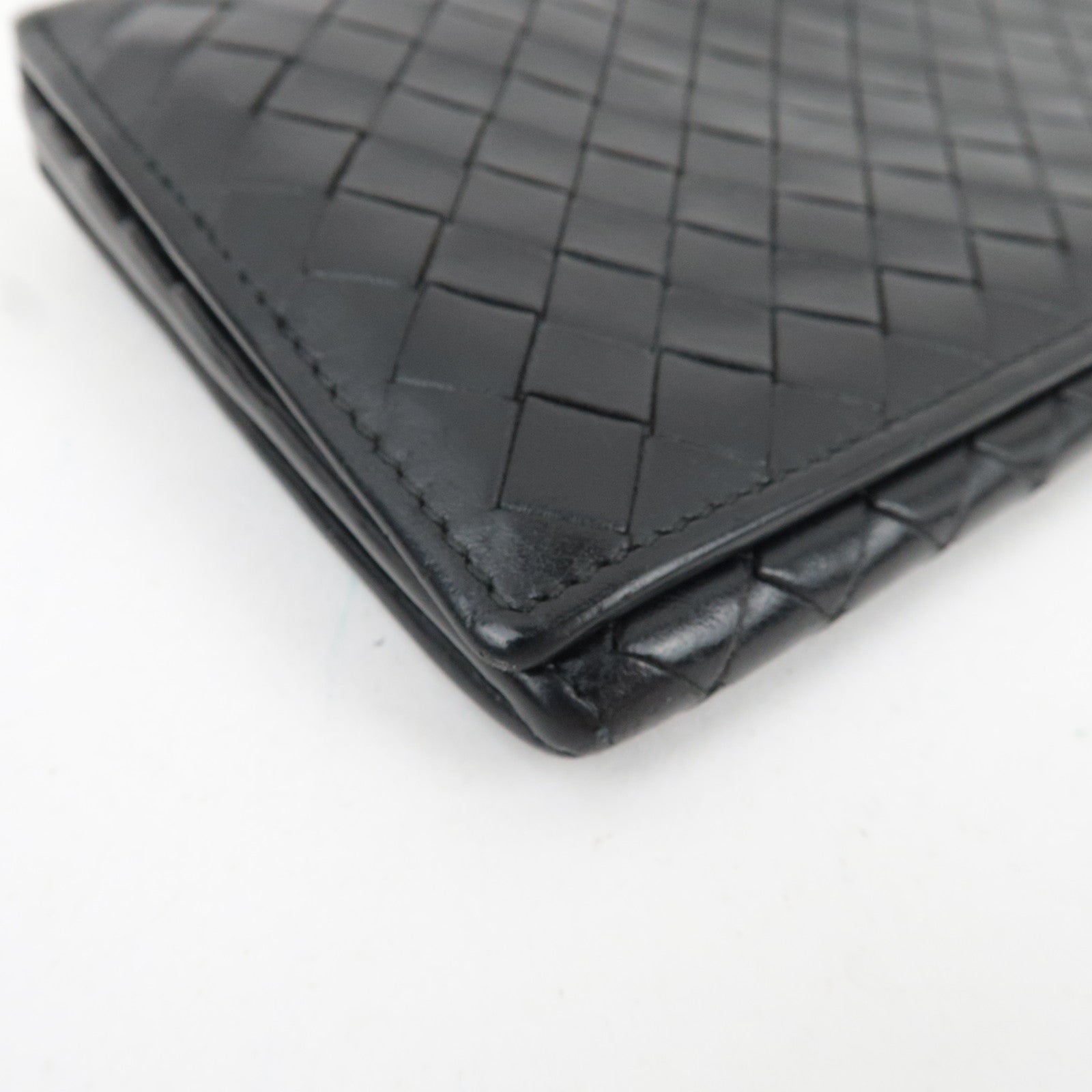 BOTTEGA VENETA Intrecciato Bi-Fold Long Wallet Leather Black