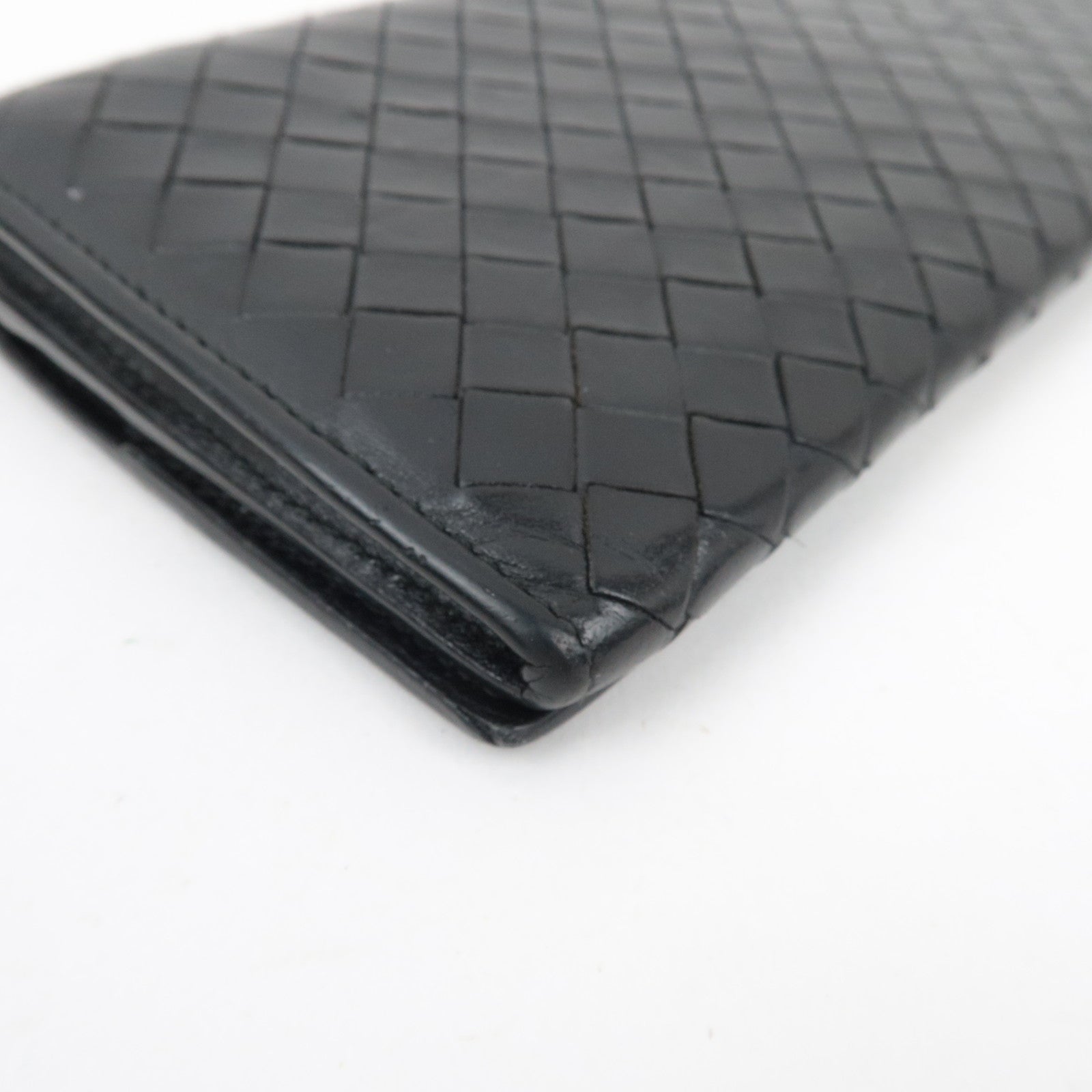BOTTEGA VENETA Intrecciato Bi-Fold Long Wallet Leather Black