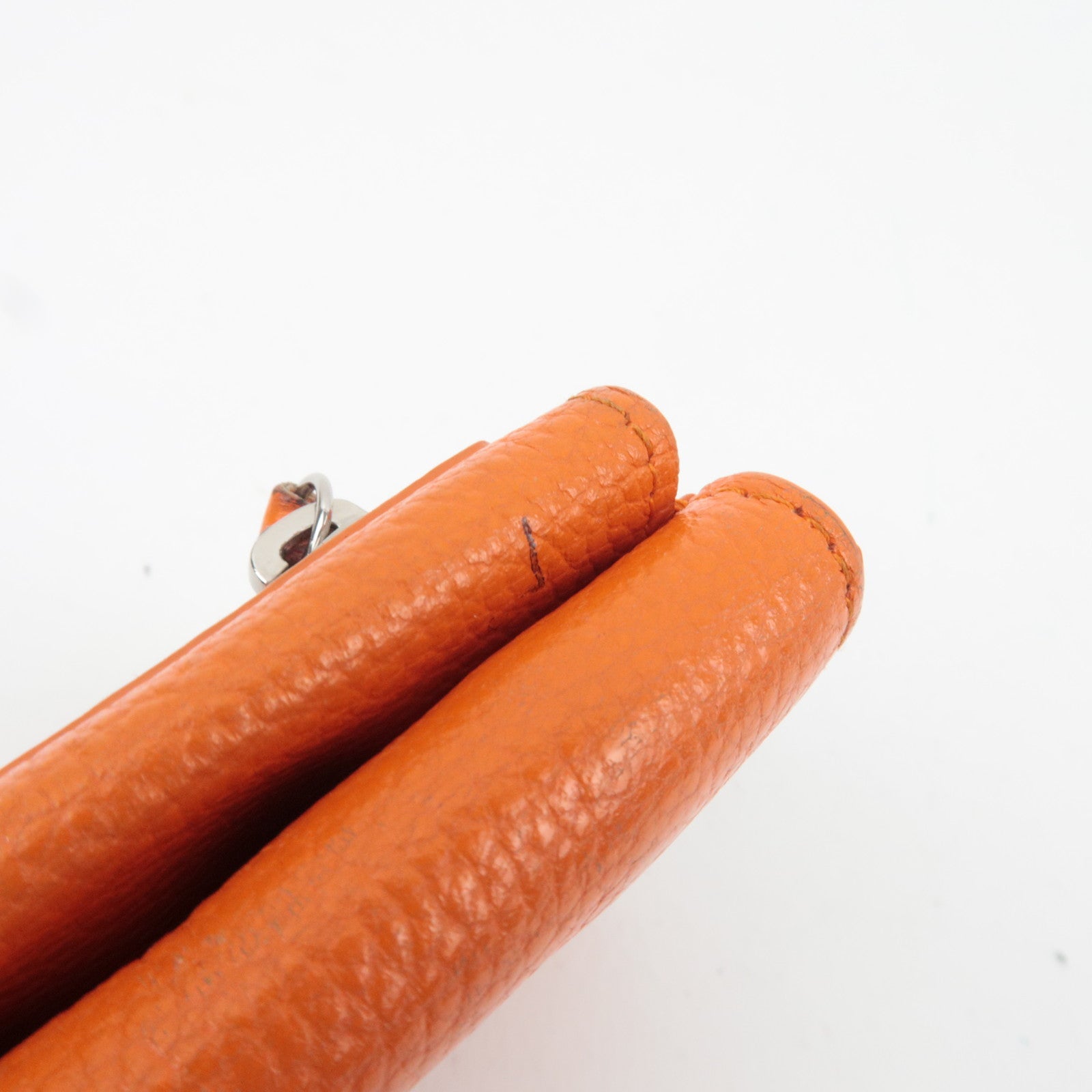 BALENCIAGA Tri-Fold Leather Compact Wallet Orange