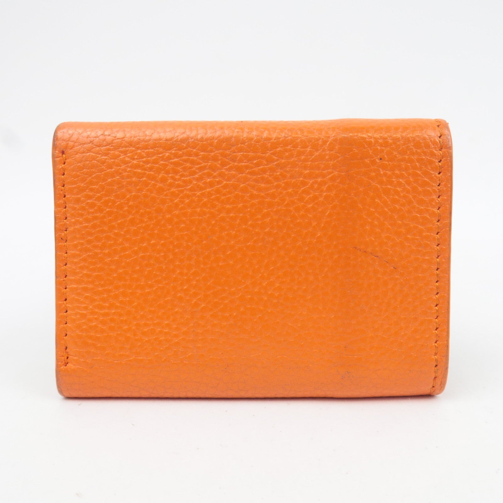BALENCIAGA Tri-Fold Leather Compact Wallet Orange